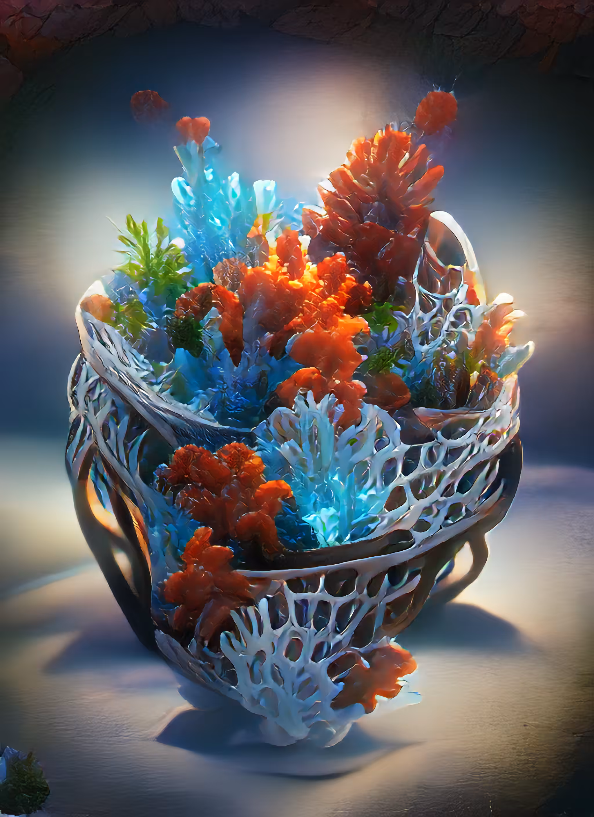 Woven Coral Basket