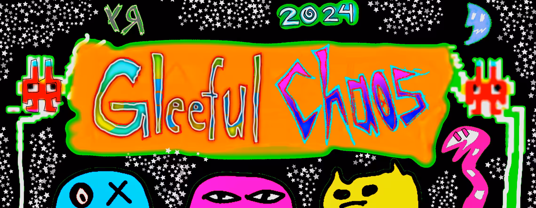 "GLEEFUL CHAOS Banner (2024)" by Richard F. Yates (Holy Fool)