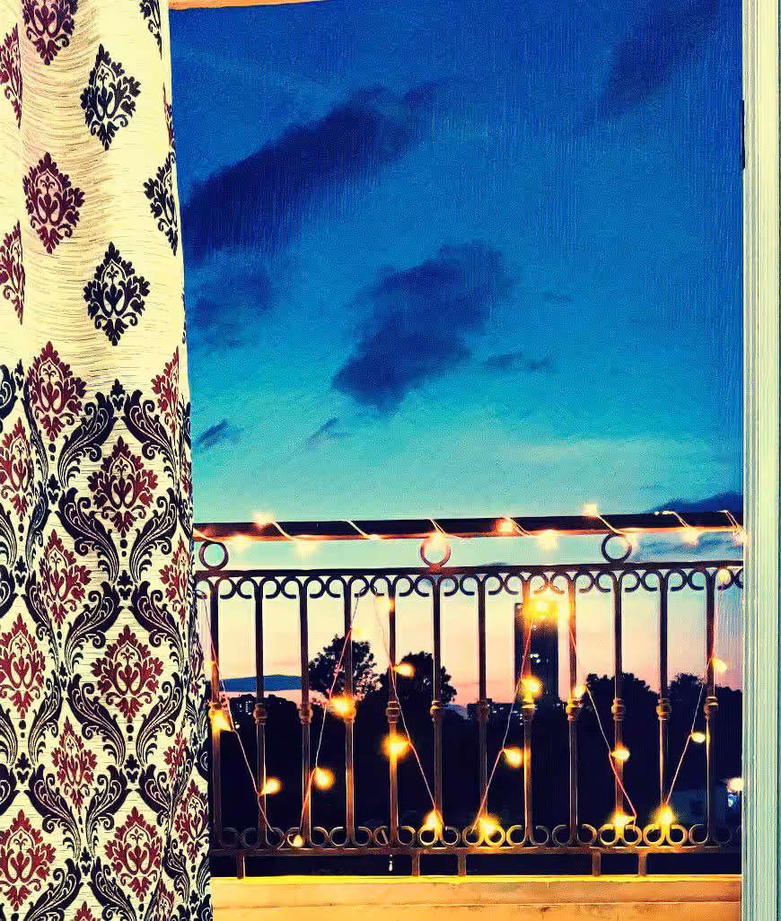 Sunset through the sparking window