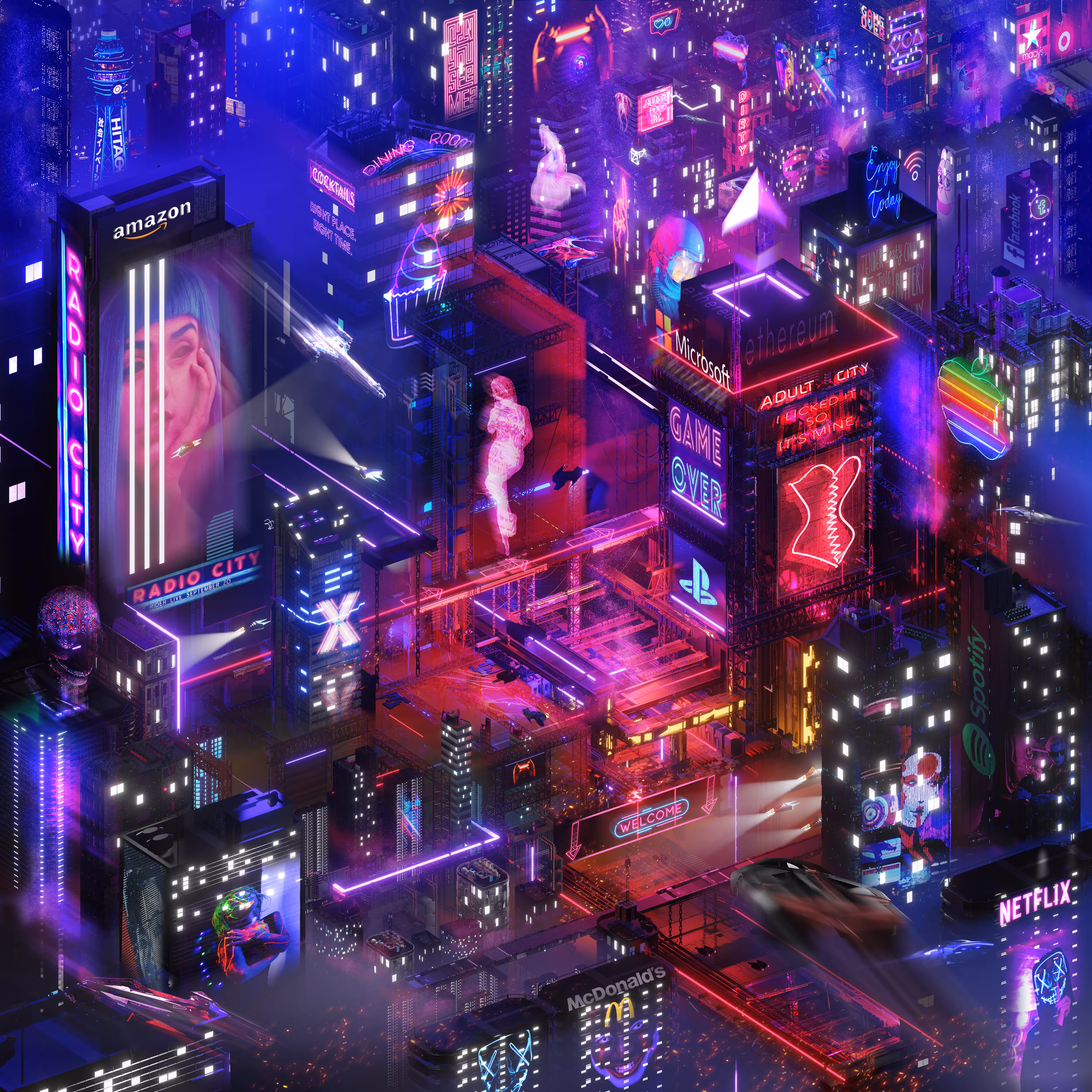 Neon Punk City-II Infrastructural Invasion