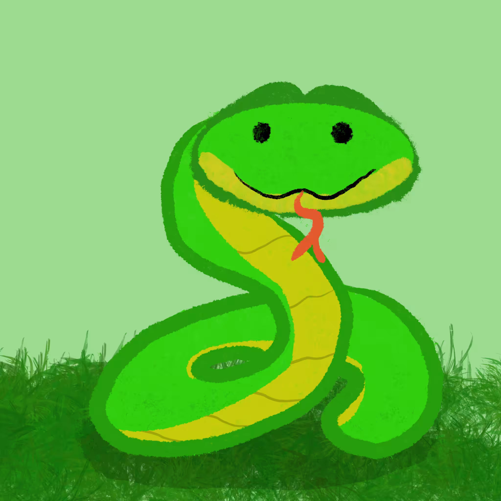 Green snake on grass