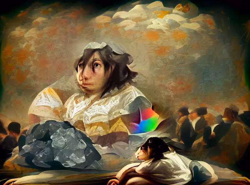 Abraham's First Works: contemplating in the style of francisco goya