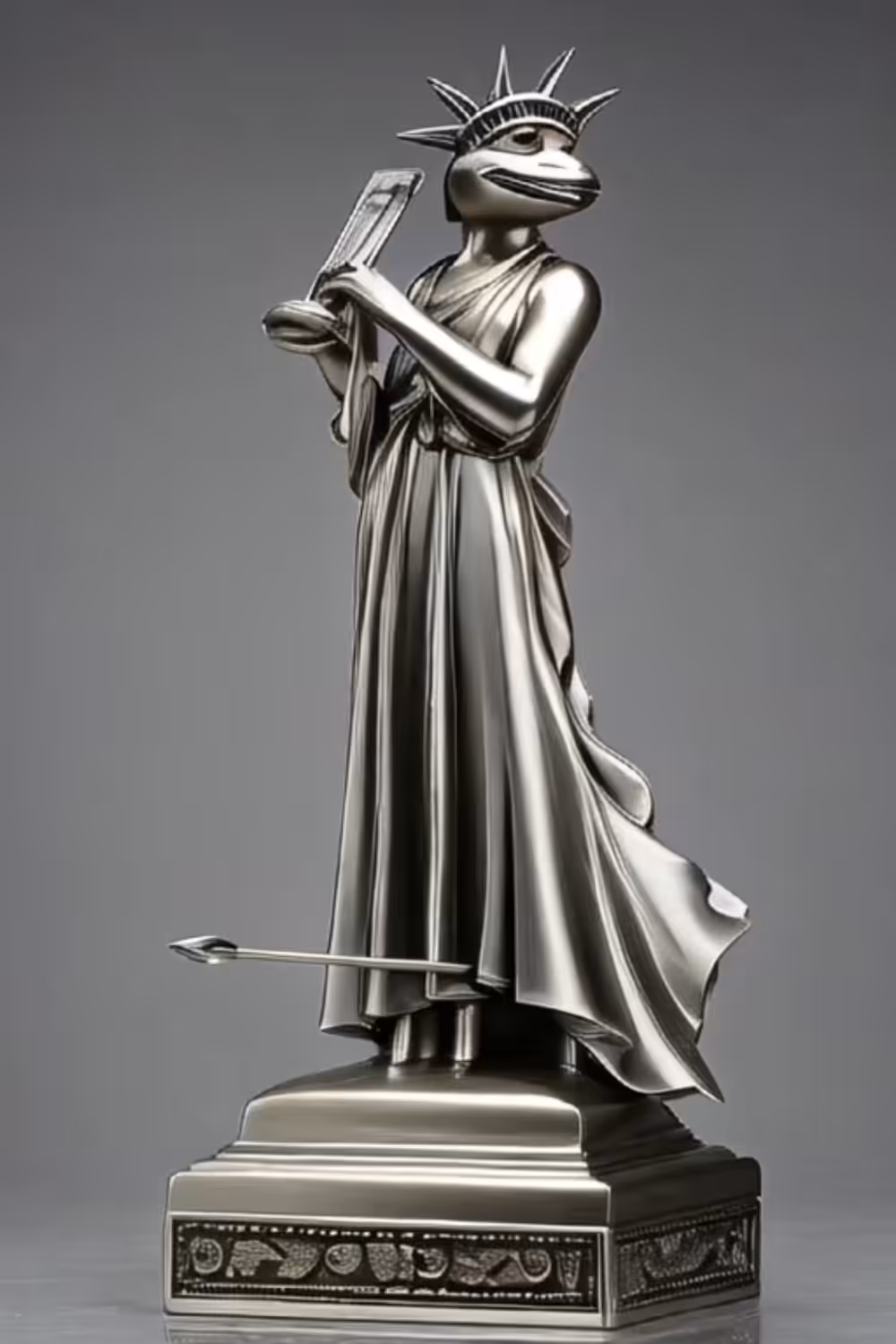 Liberty Pepe - Silver sculpture - #objkt4objkt 