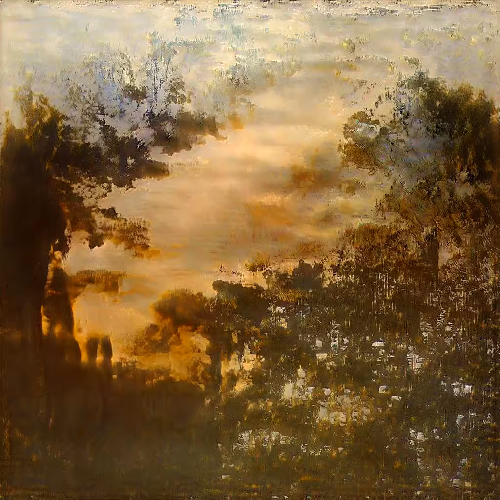 A machine tries to construct a landscape