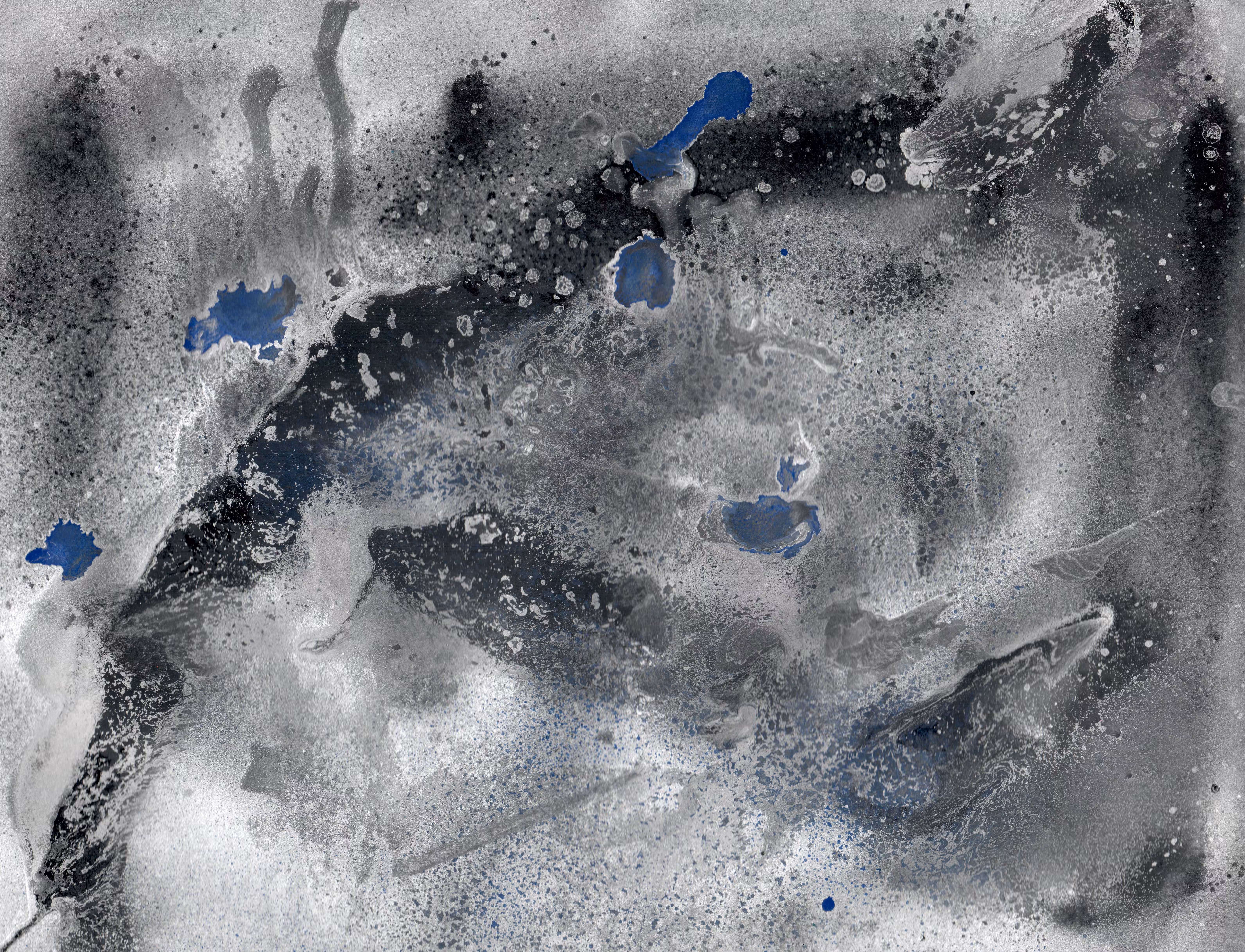 Abstract in Blue, Silver and Black