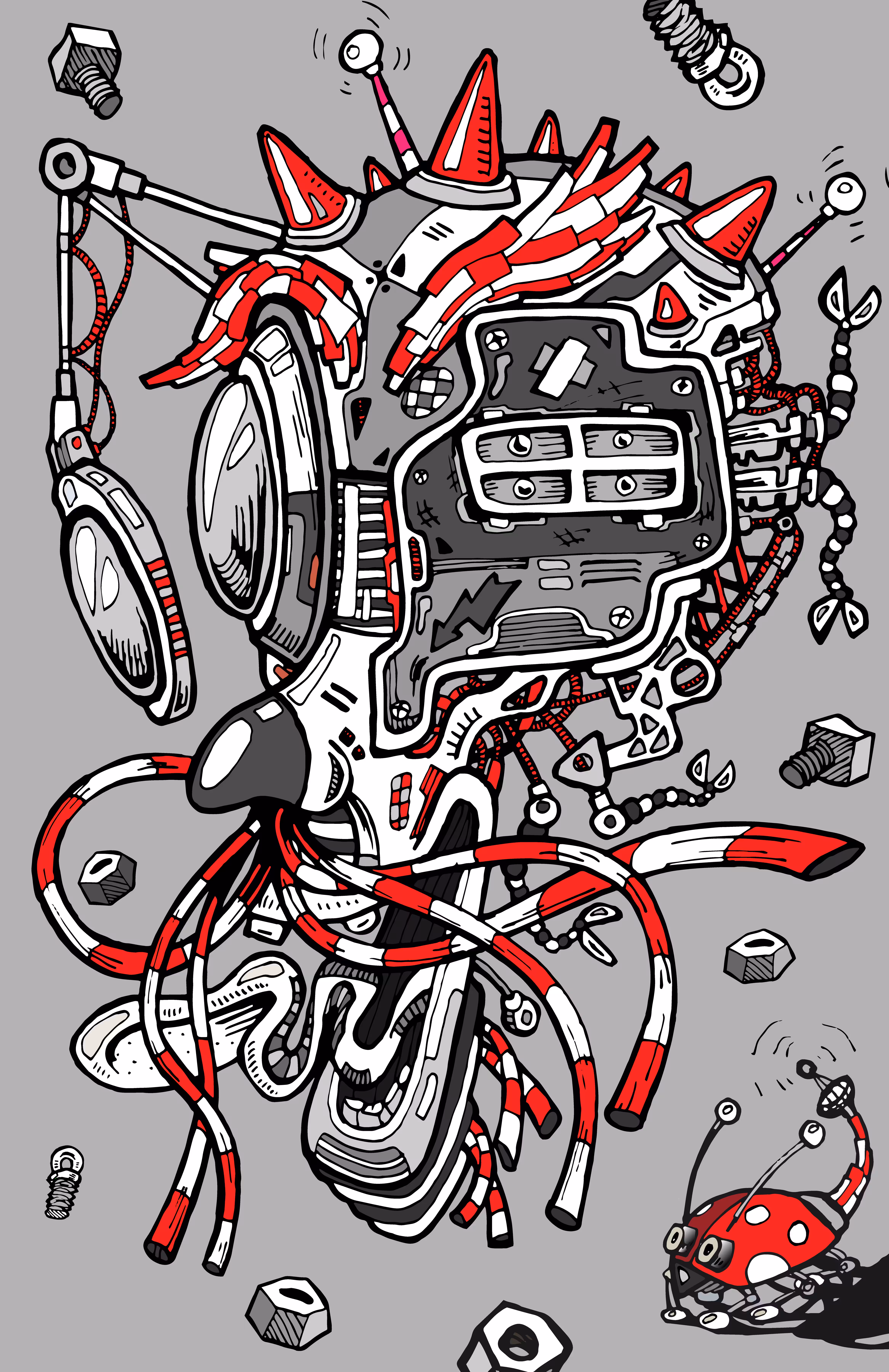 Professor Dowell's #2 B&W Red