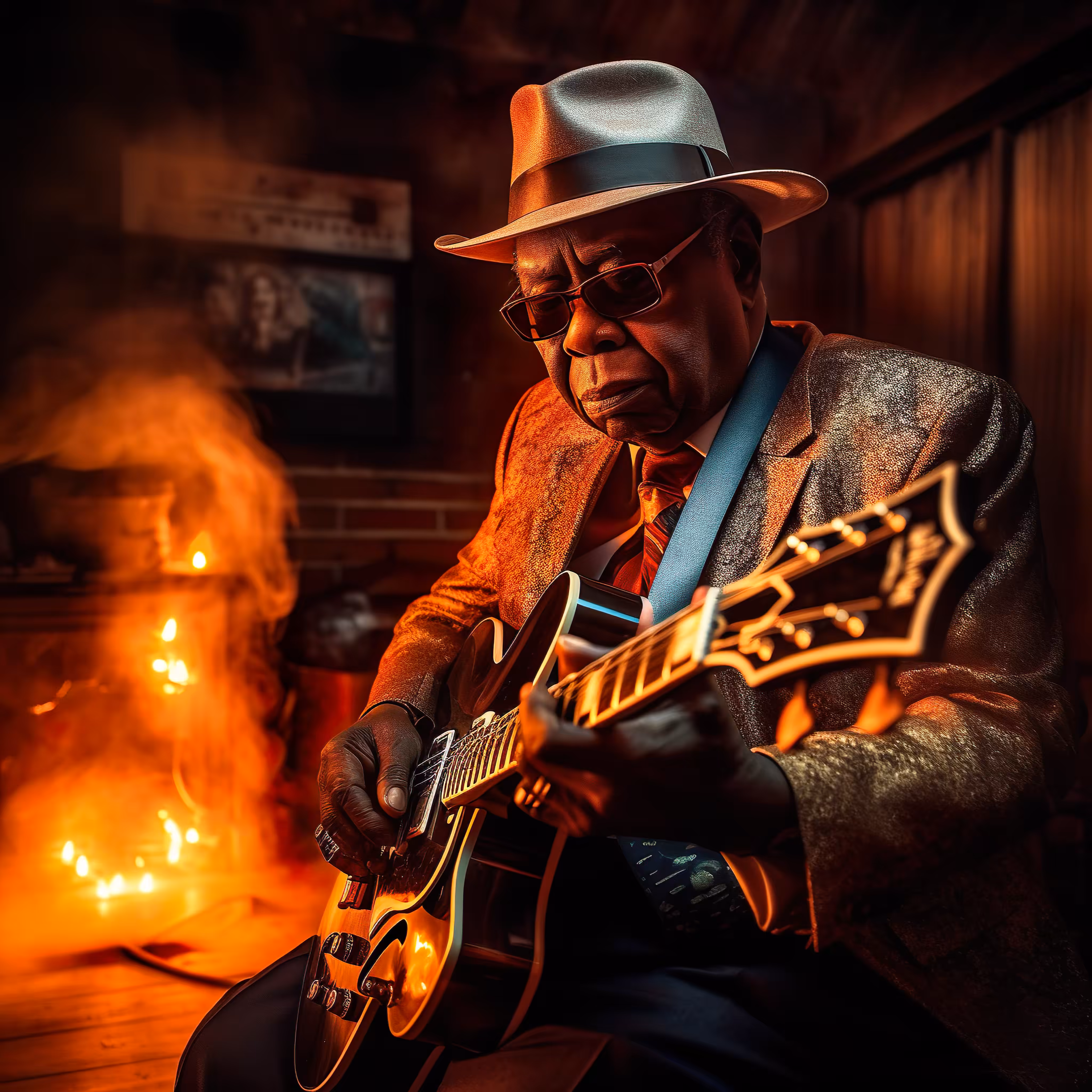 blues guitarist portrait