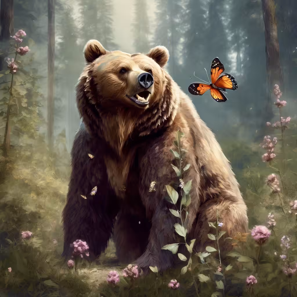 Bear chasing a Butterfly