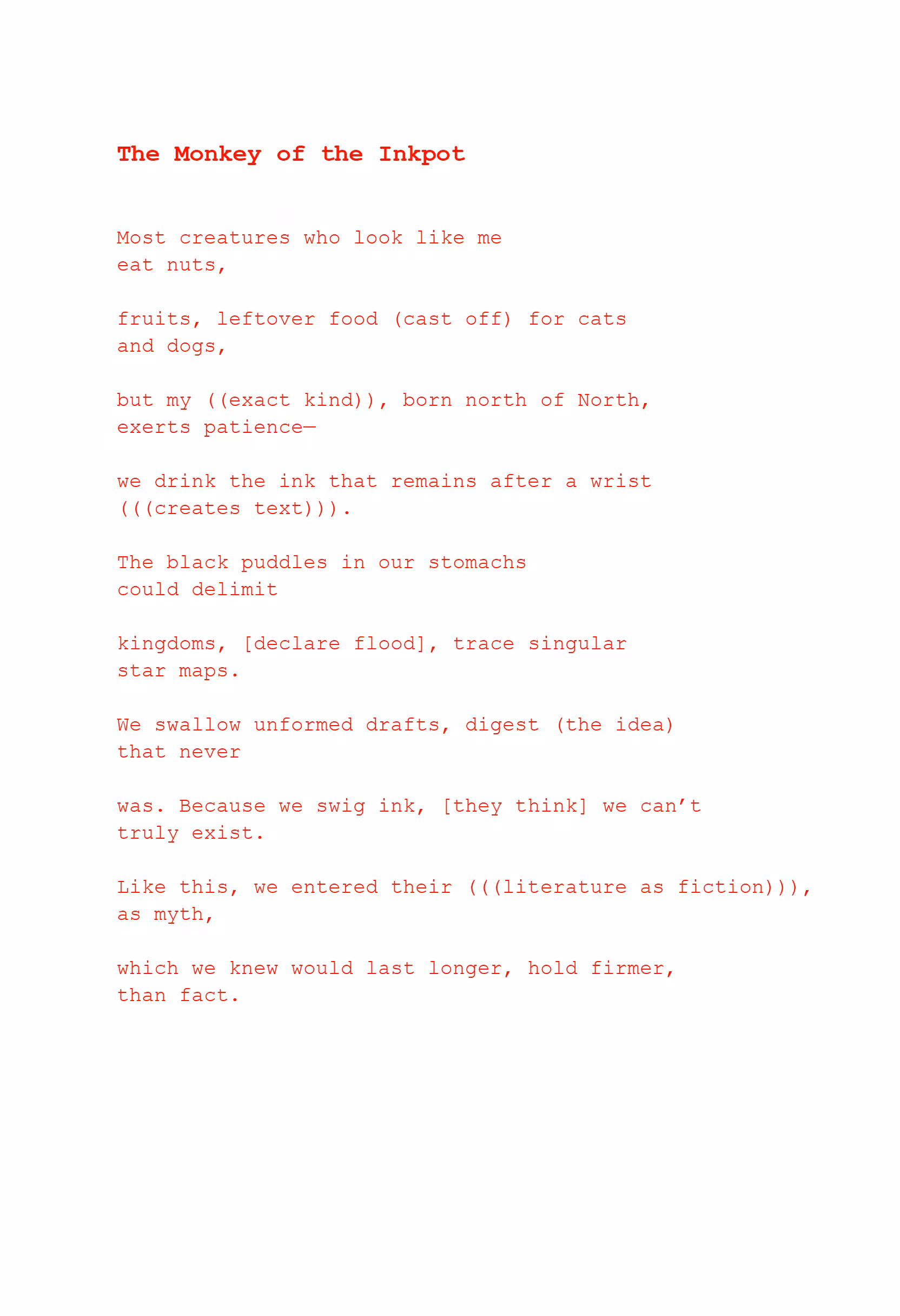 The Monkey of the Inkpot: Poem