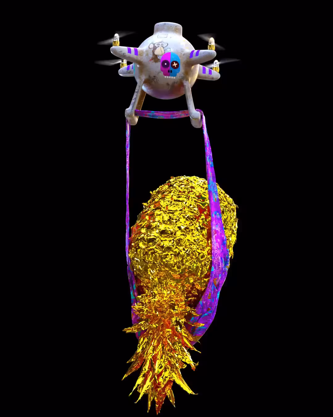 drone with a golden pineapple