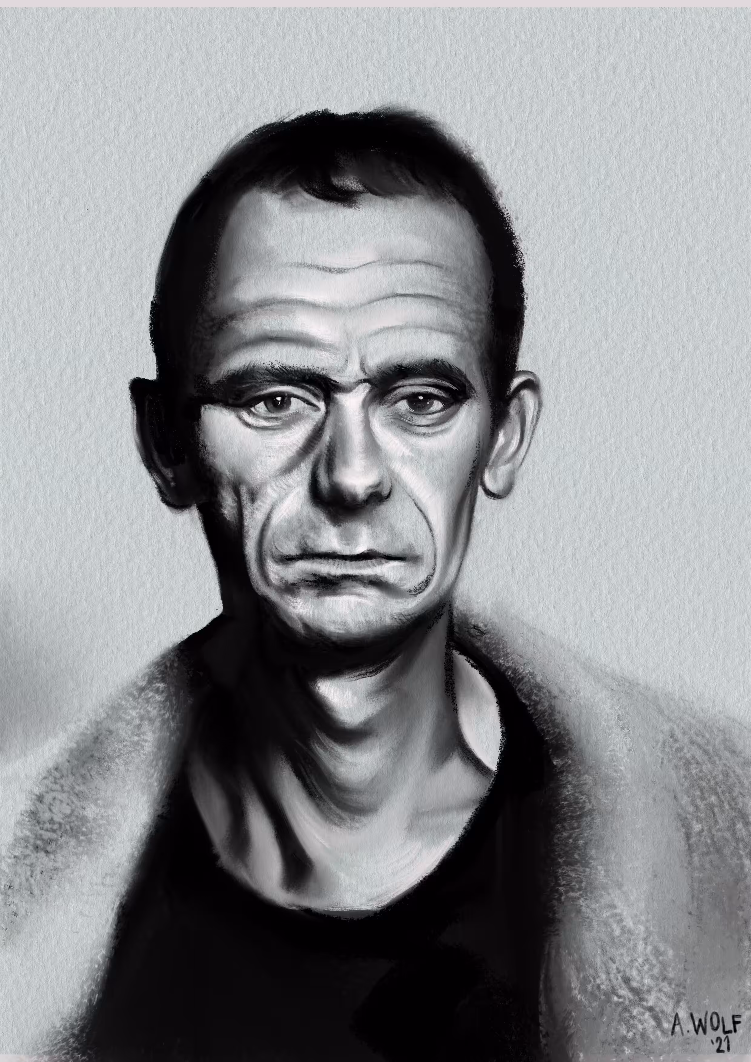 B+W value study of Aging Man 