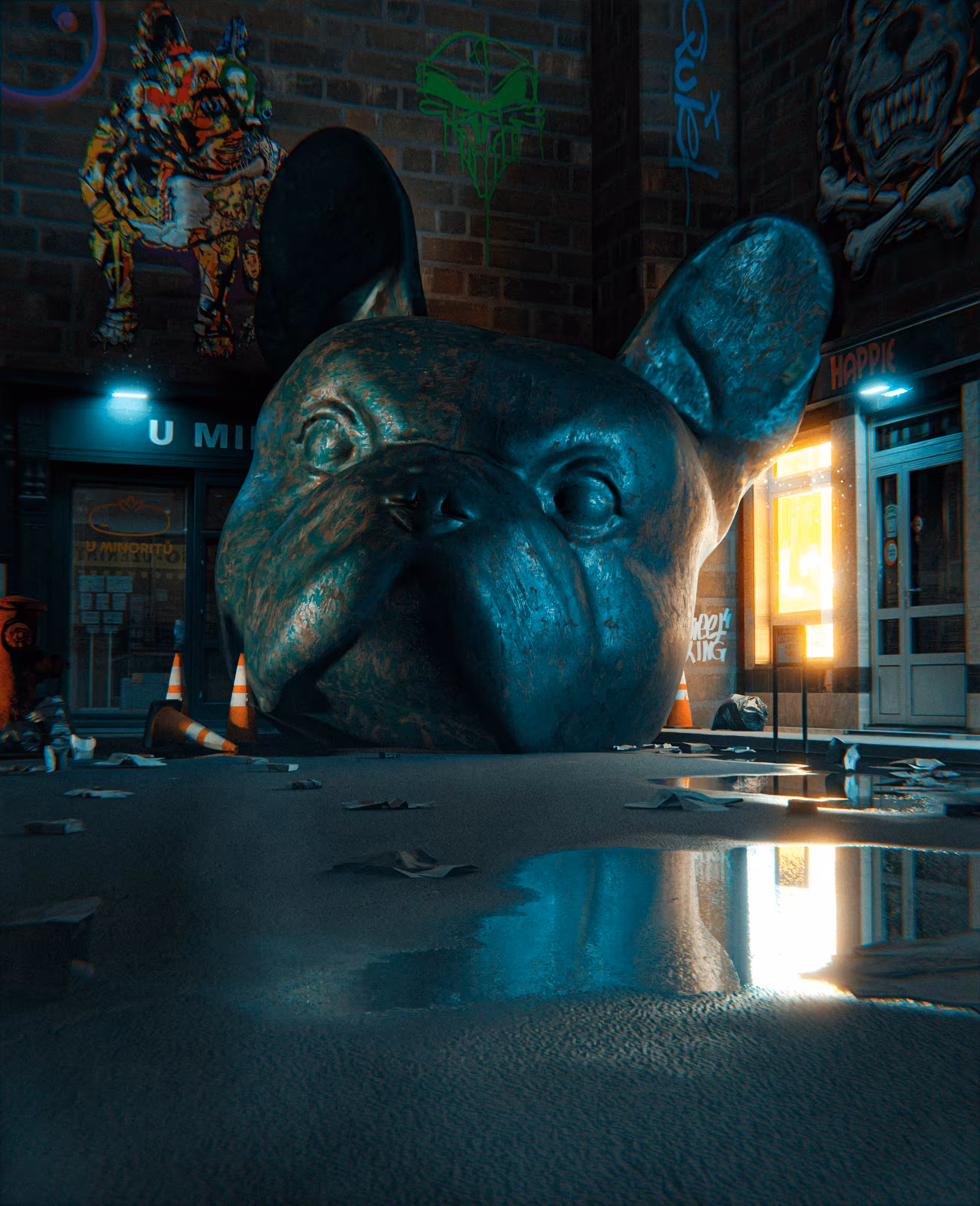 Dystopian French Bulldog Head #1