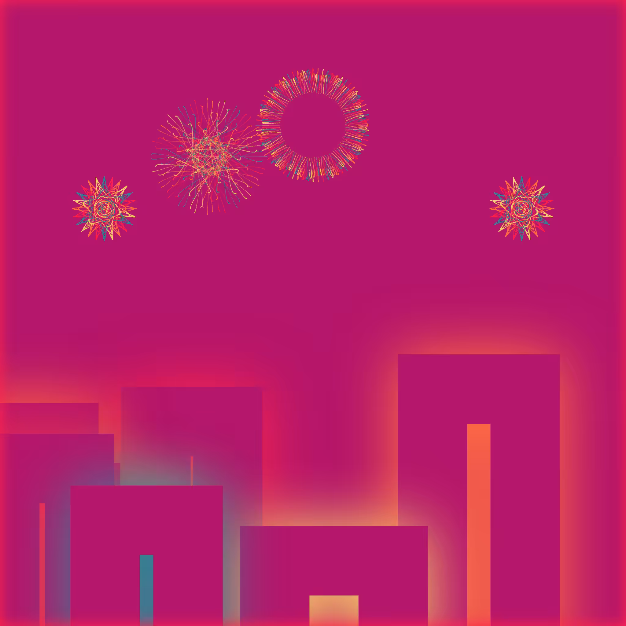 Fireworks over a City Skyline #2