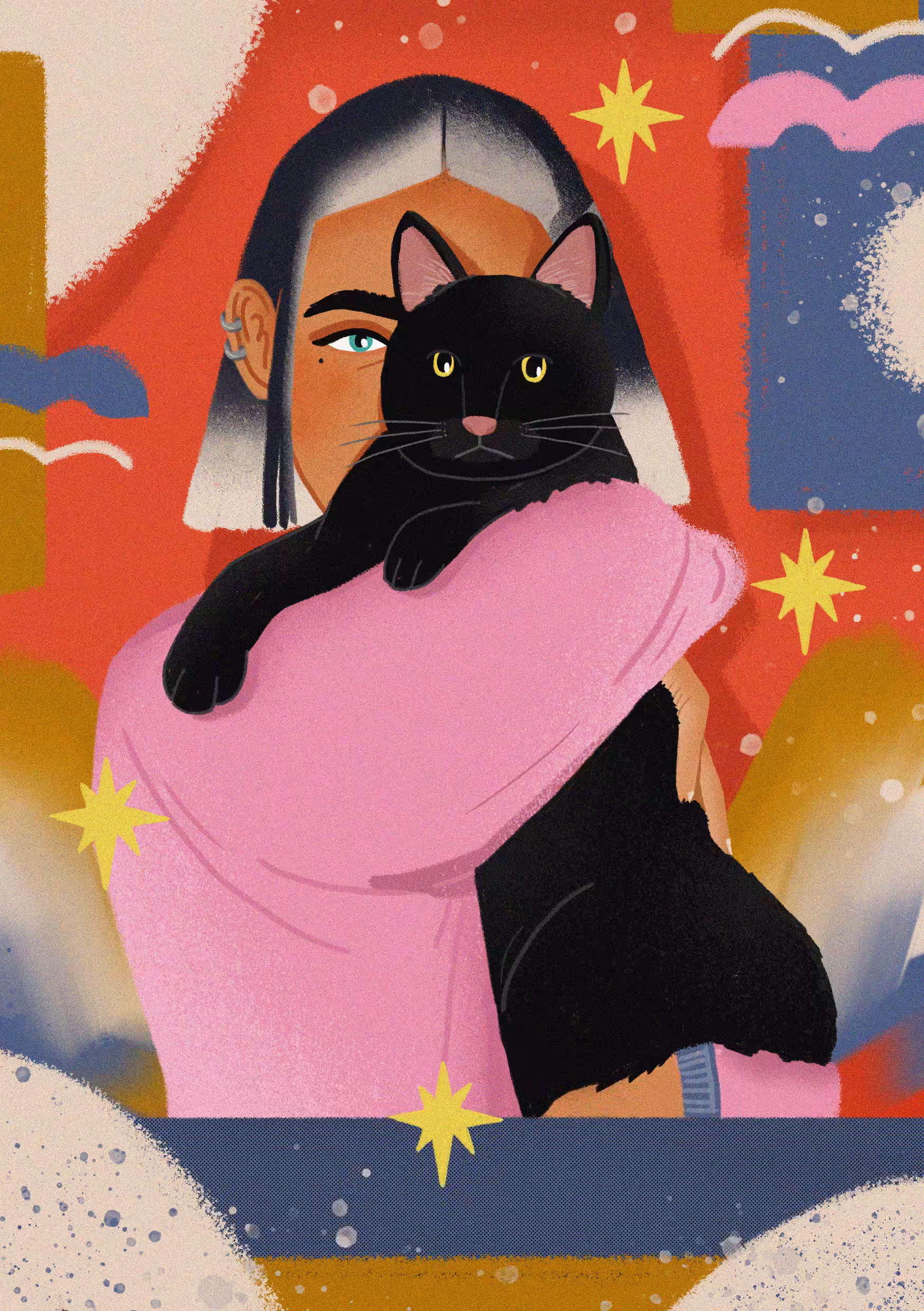 Mia & Midnight the cat