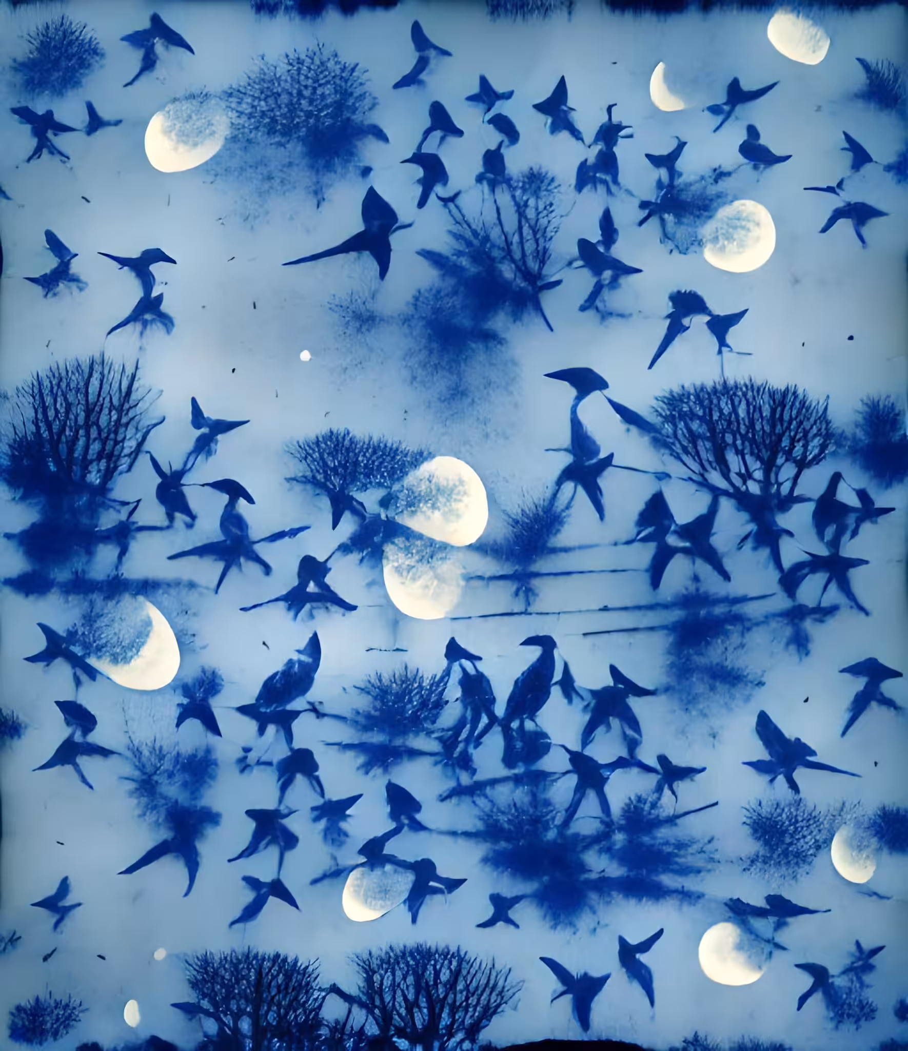 Murmuration In The Pale Moonlight
