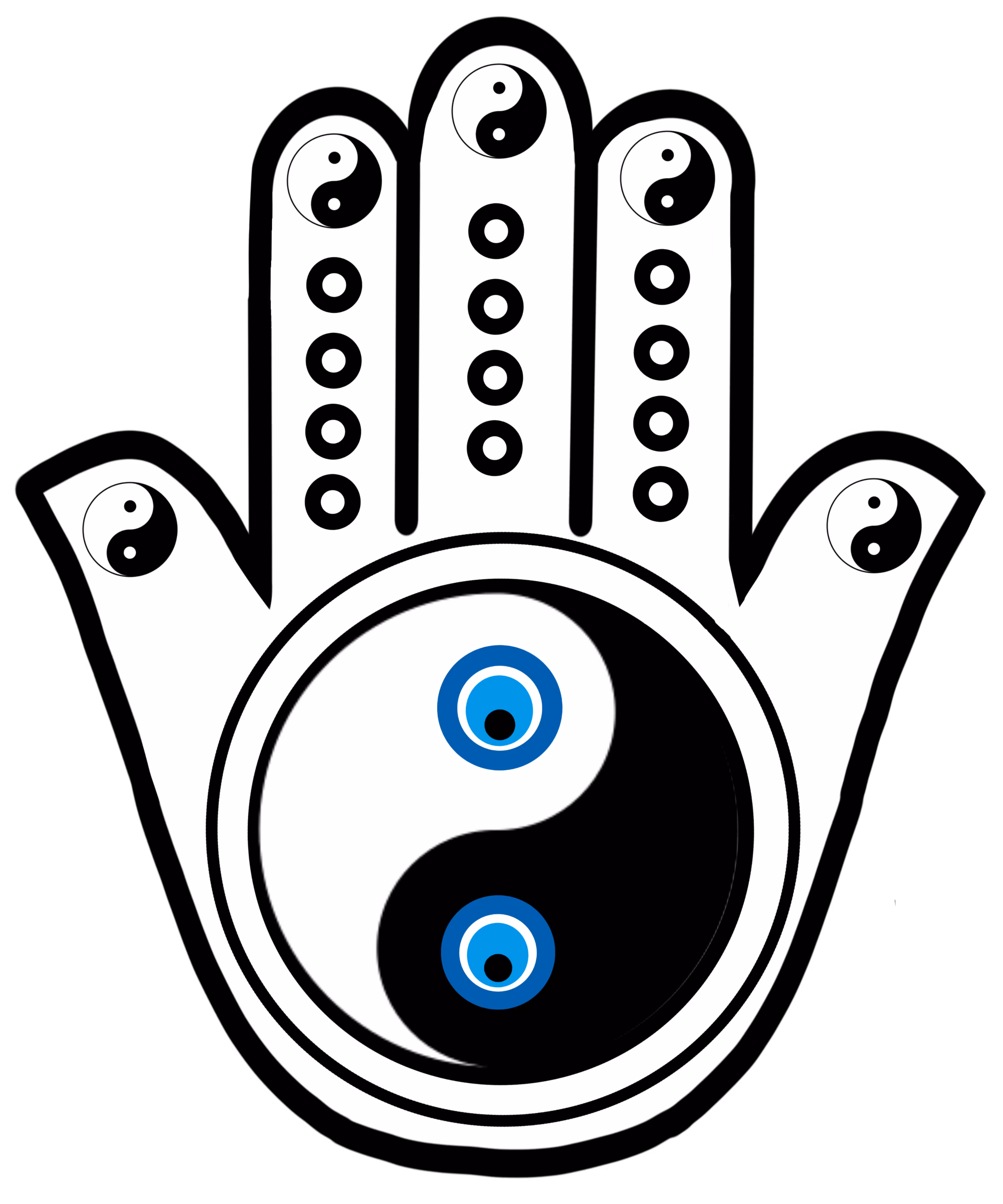 Ying Yang Hand of Hamsa Evil Eye