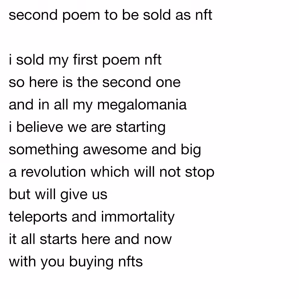 second poem to be sold as nft