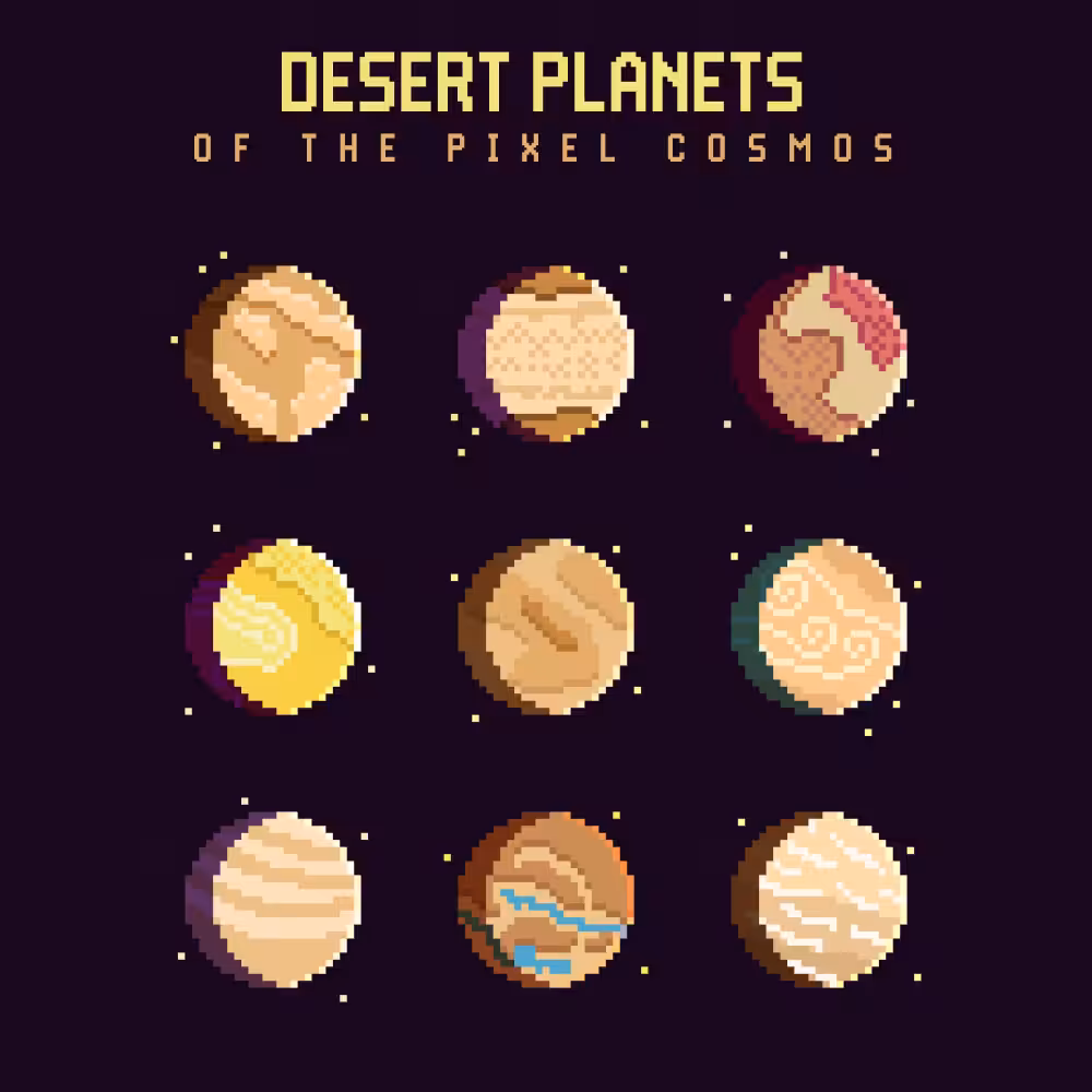Desert Planets of the Pixel Cosmos