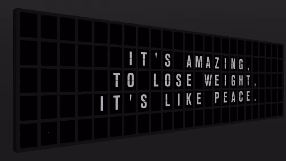 Appropriate Response: IT'S AMAZING, TO LOSE WEIGHT, IT'S LIKE PEACE.