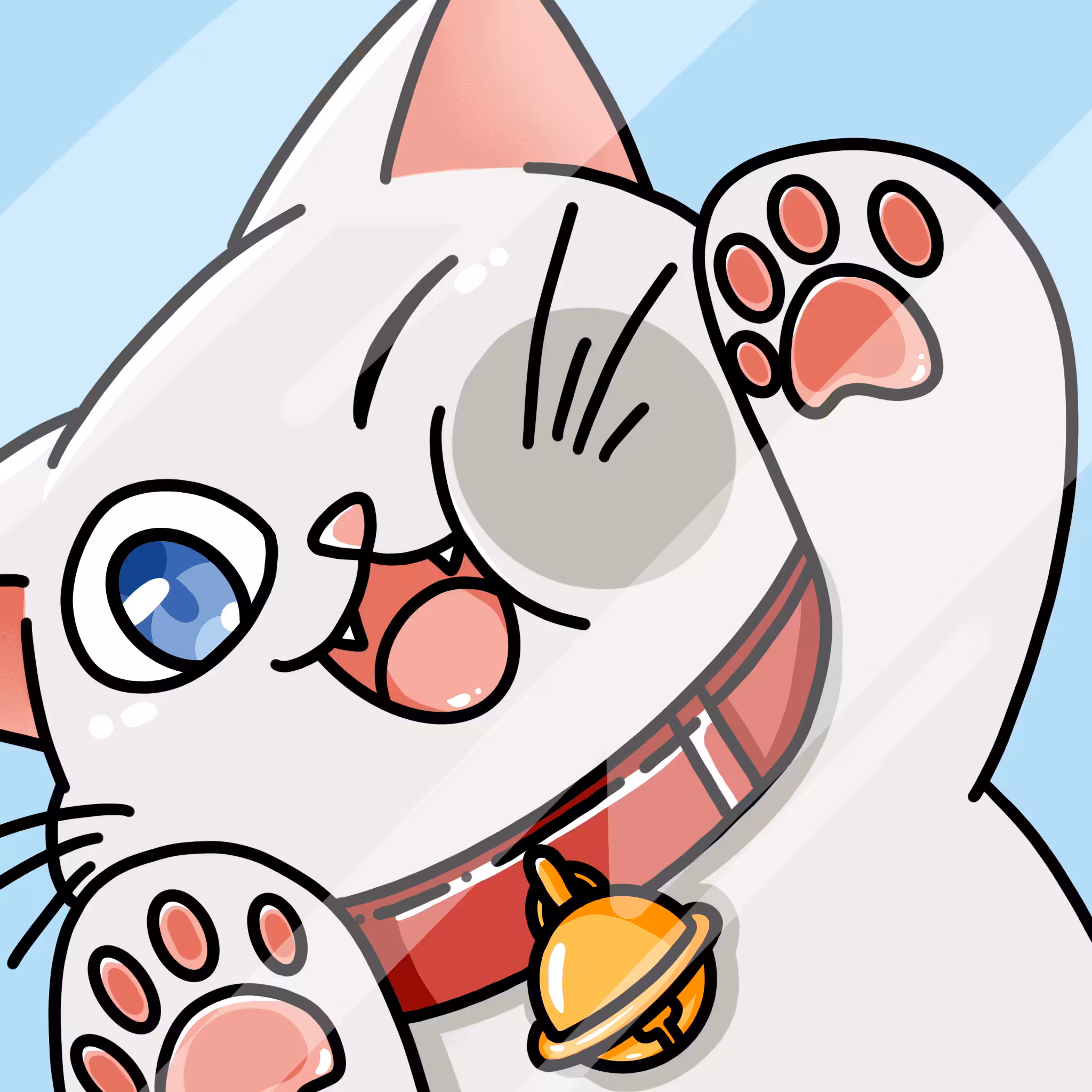 White cat : Meow Meow Mirror : 001