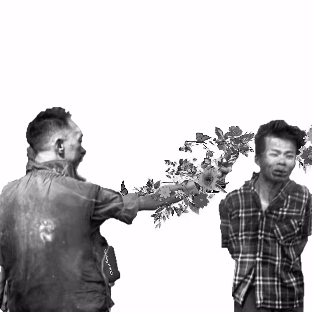 DIGITAL COLLAGE ART : THE FLOWER SHOOTS HEAD