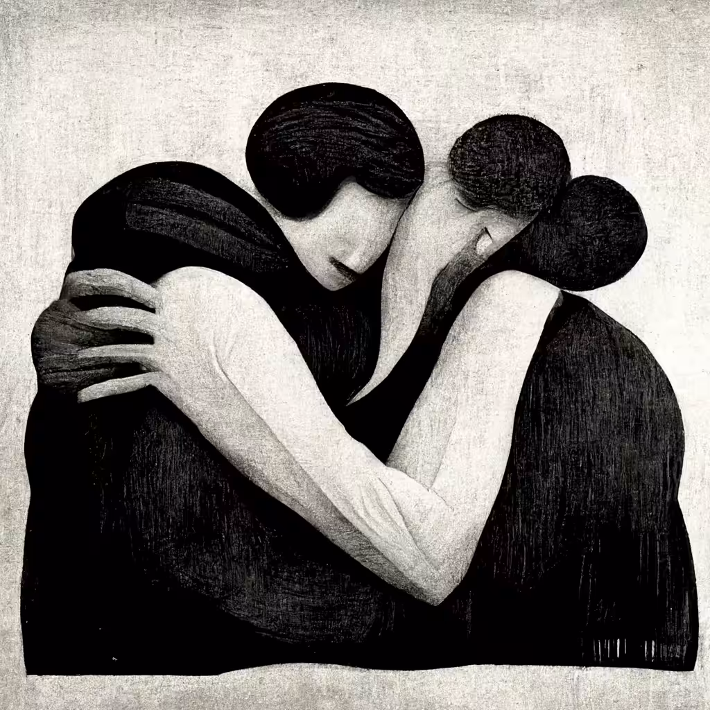 Hugging of lovers who haven't seen each other for months