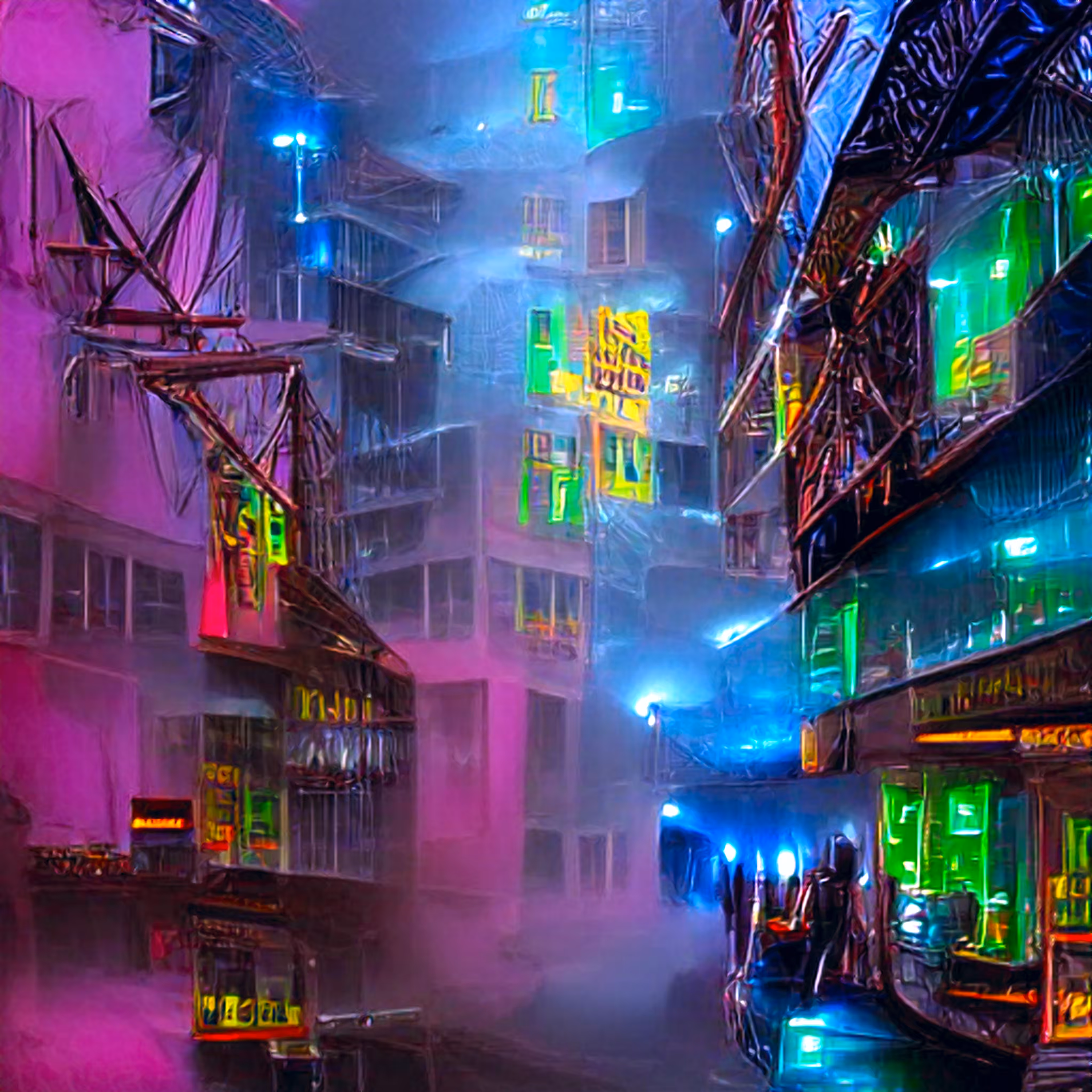 Cyberpunk urban slums