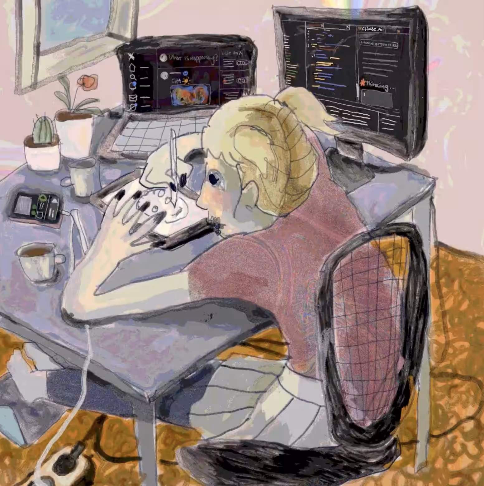 Doodling while AI codes my salary