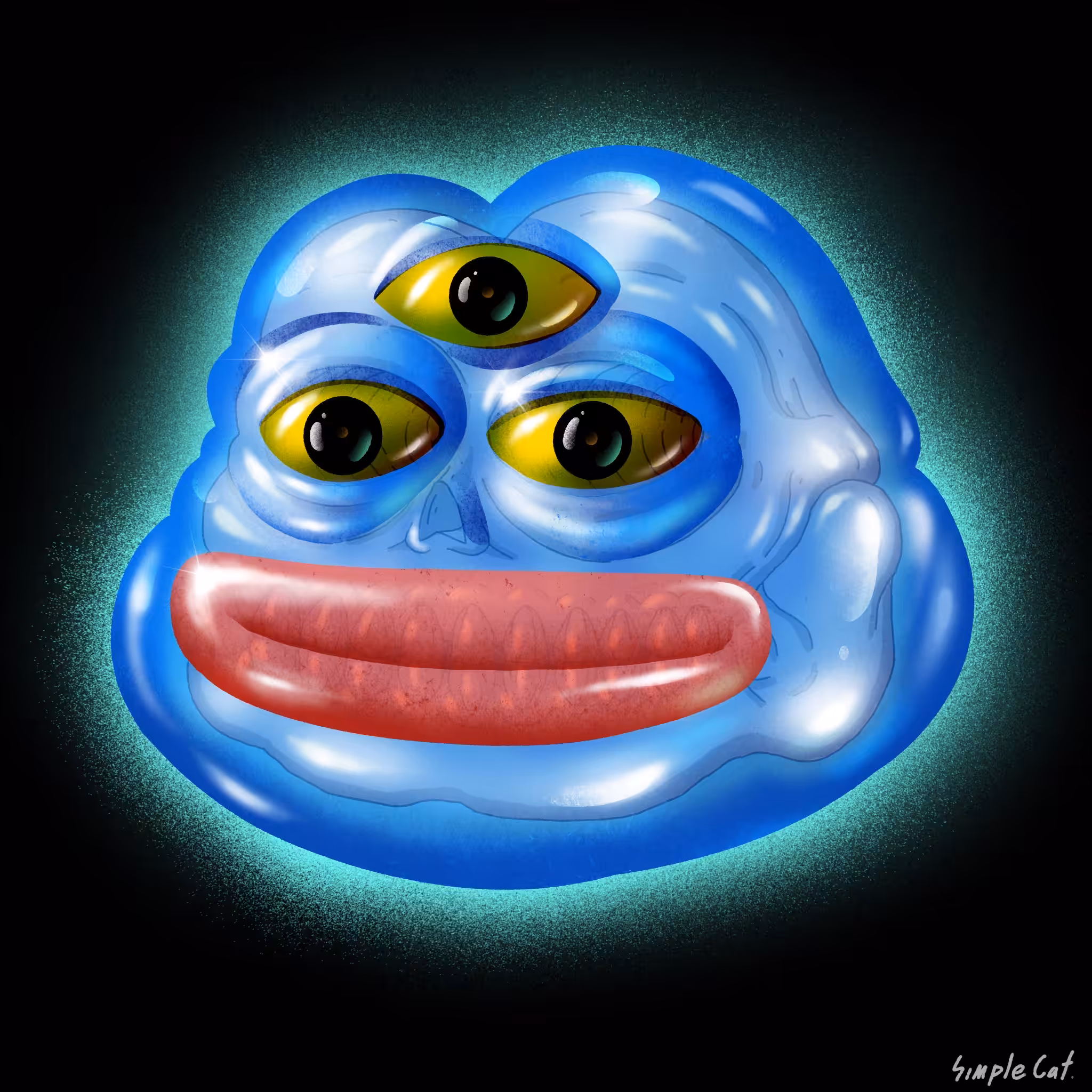 UFO and Skull of Pepe head