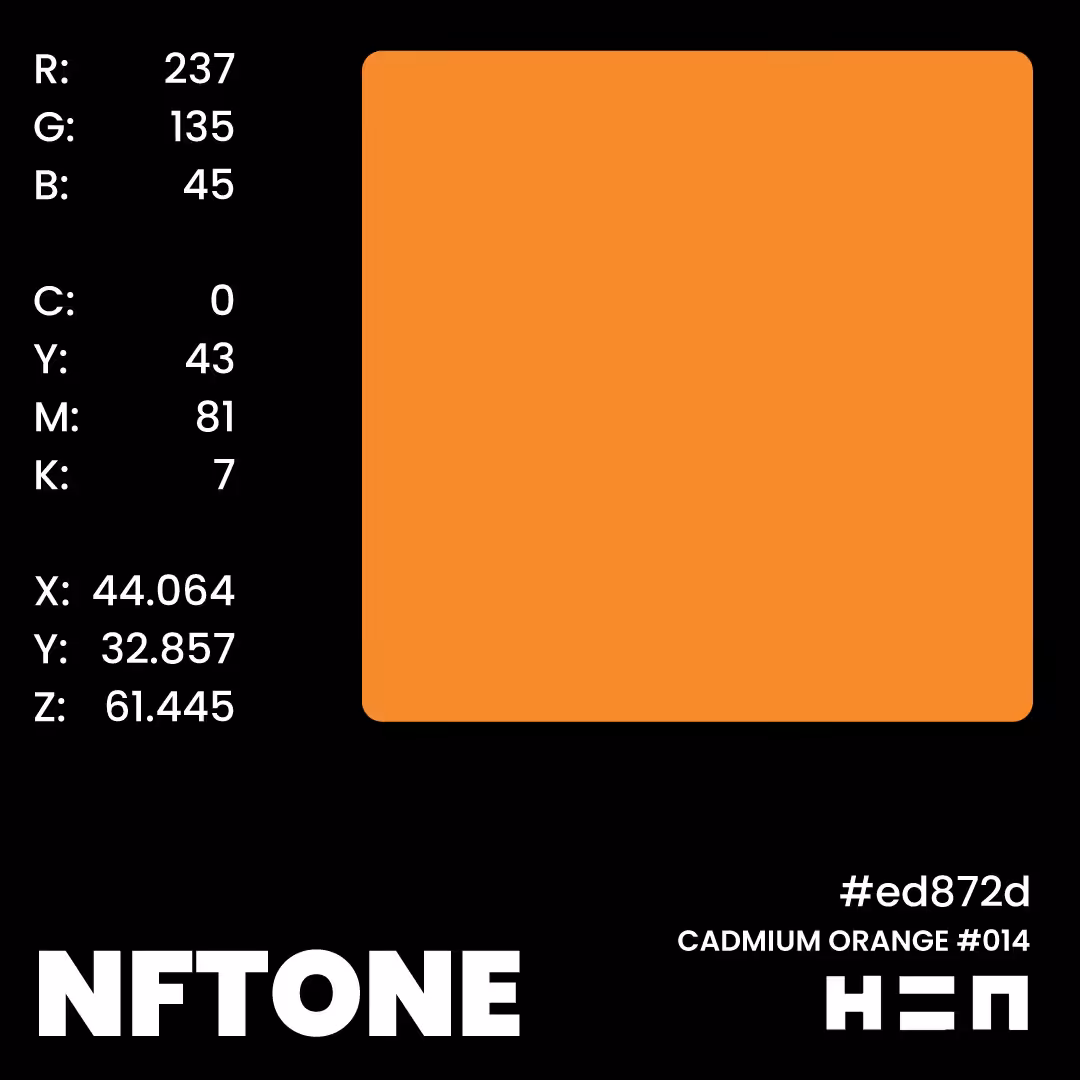 NFTONE - Cadmium Orange- #014 - H=N Classic Swatches Collection