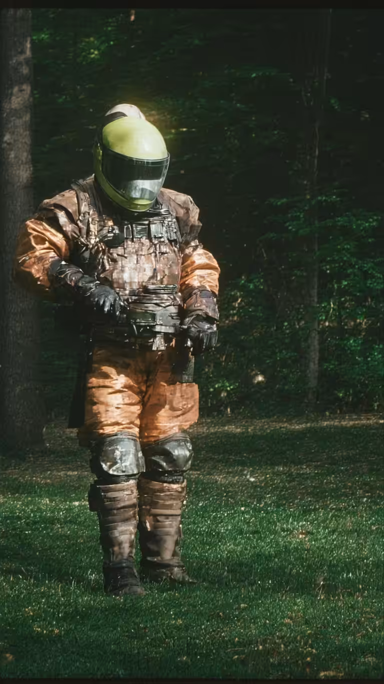 Swedish Man Mows Lawn in Full Protective Gear as Humorous Precaution