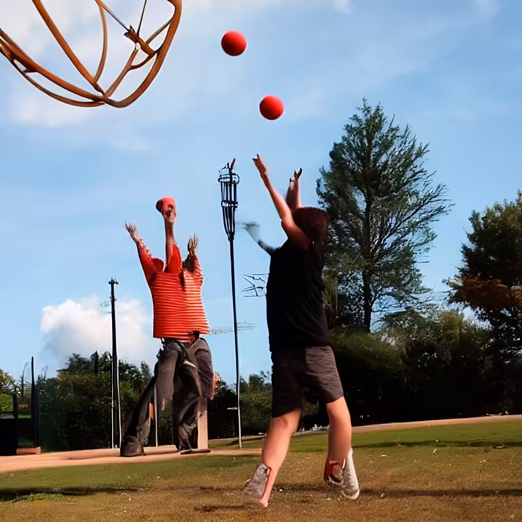"three balls thrown in the air to get a straight line" attempt #20