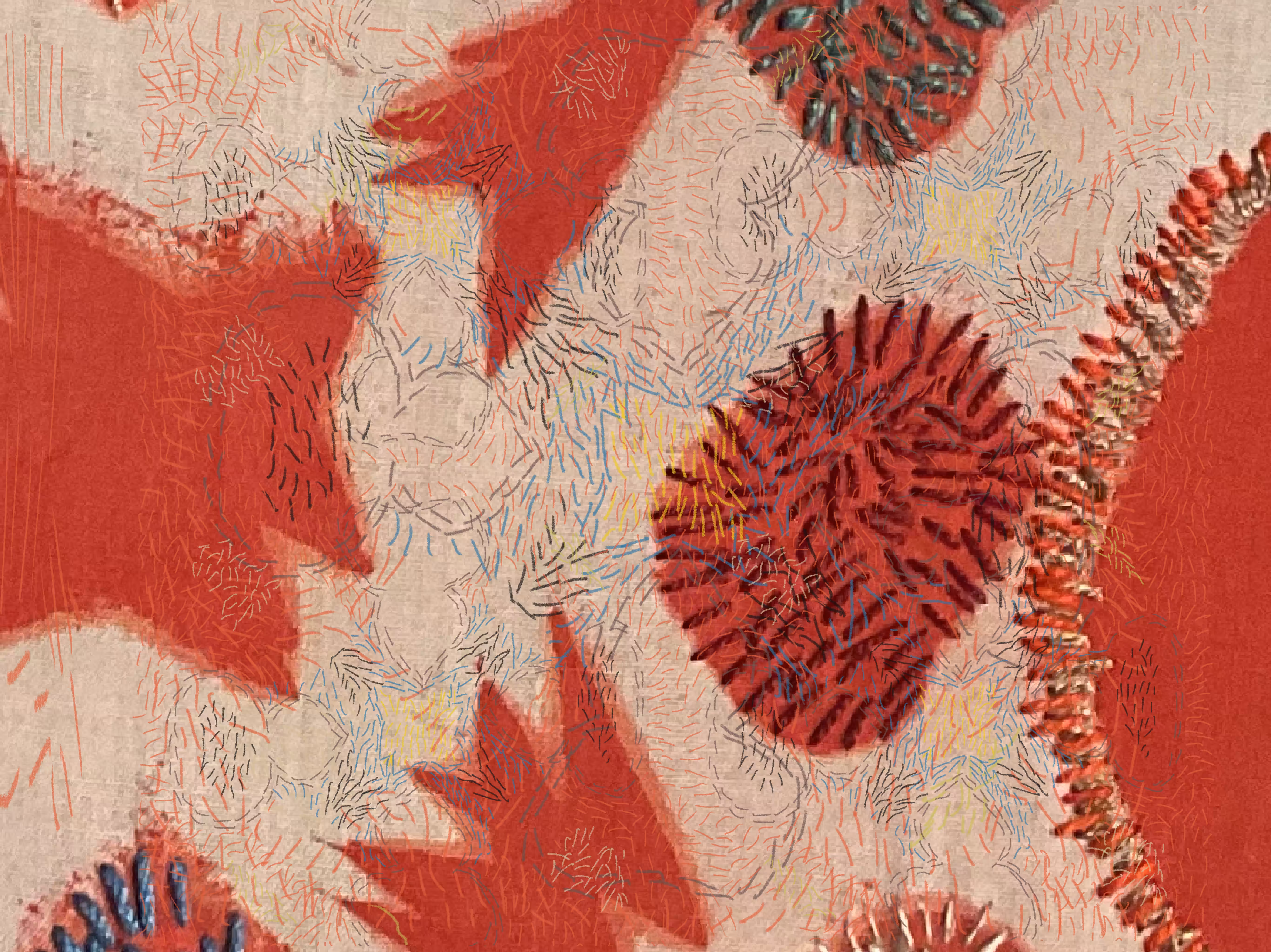 Stoffdruck, Stickerei und Procreate