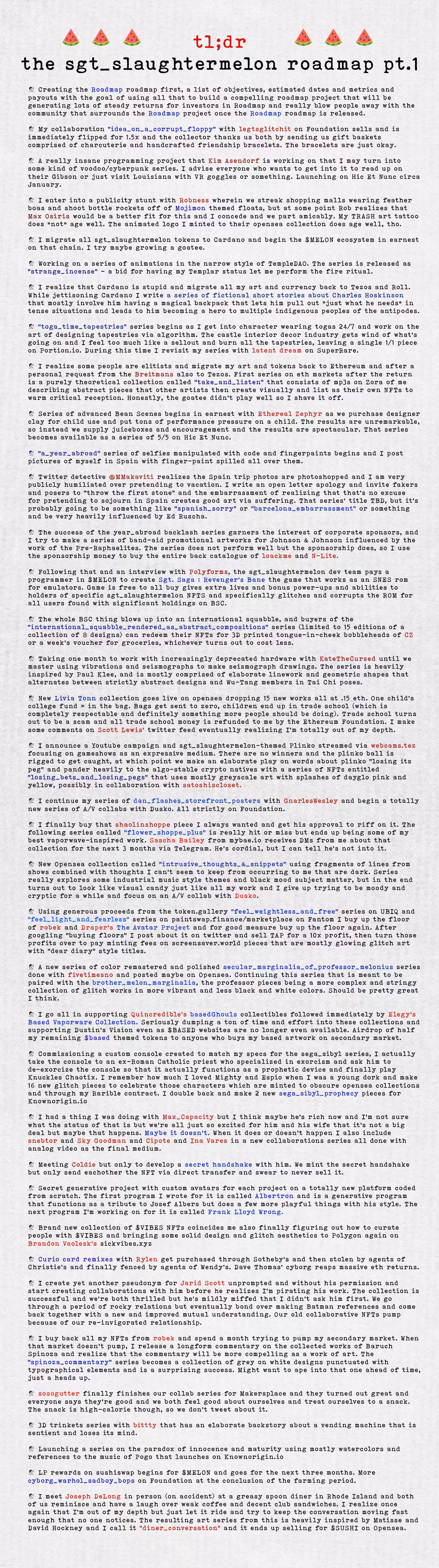 tl;dr - the sgt_slaughtermelon roadmap pt.1