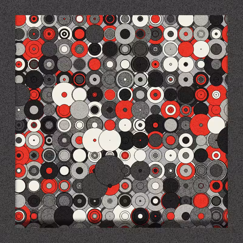 Red, Grey and Circles #16