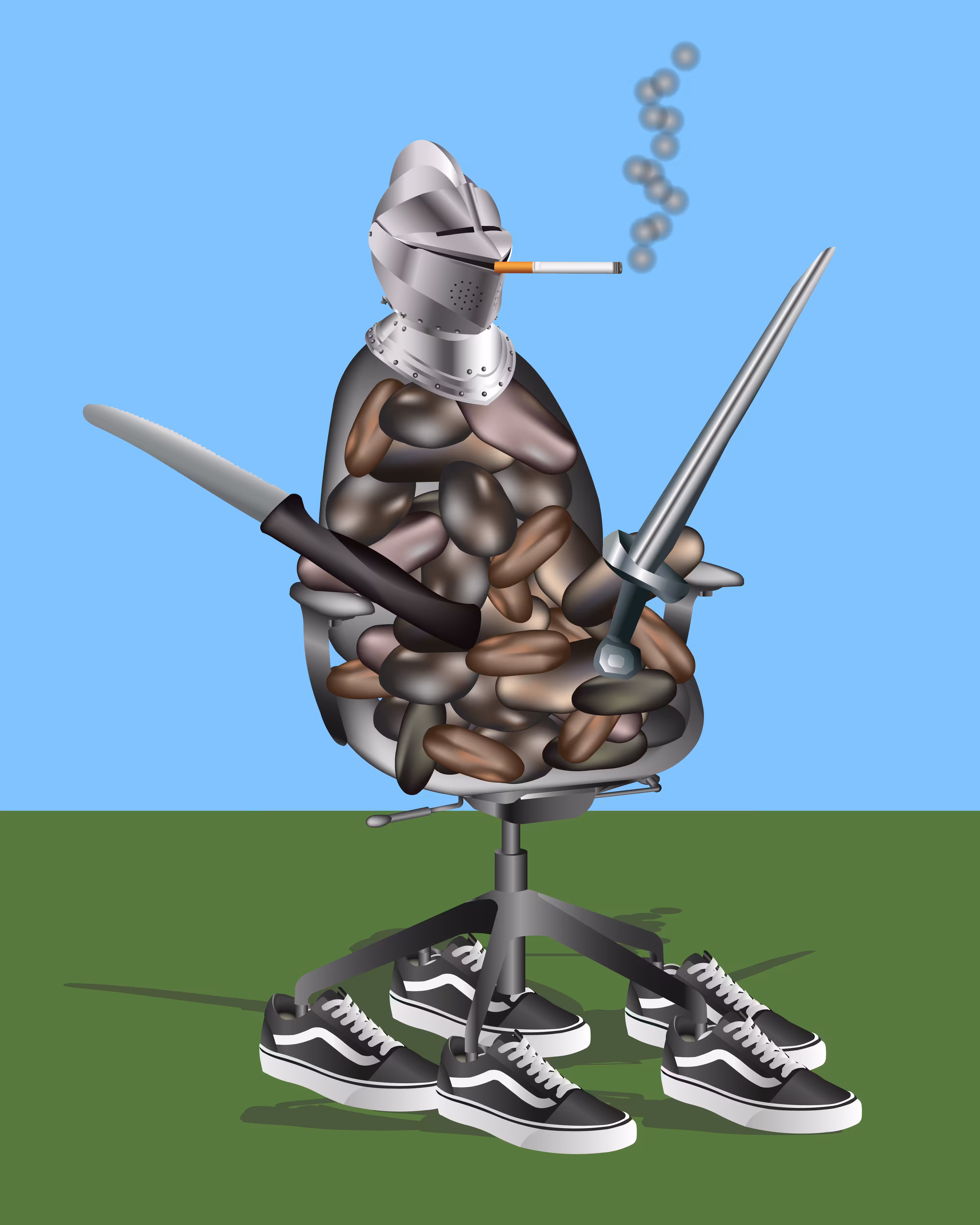 UNREAL LANDS: armed and seated