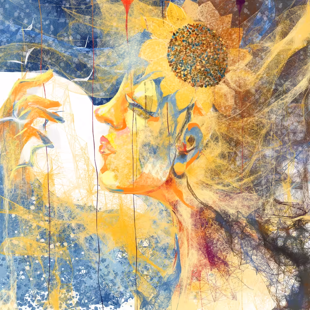 Yellow sun in the  blue sky ....