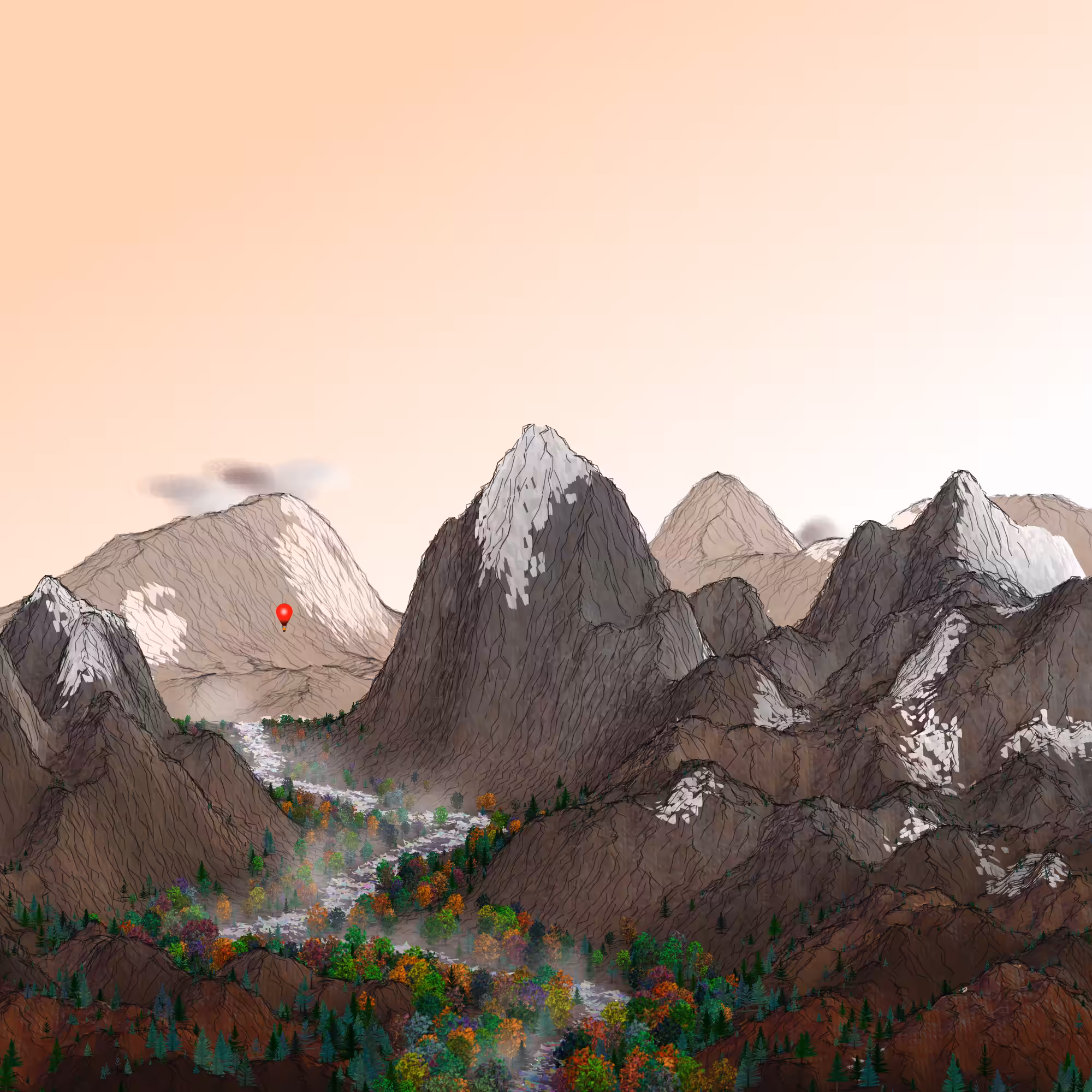 Expedition, following the river at dawn