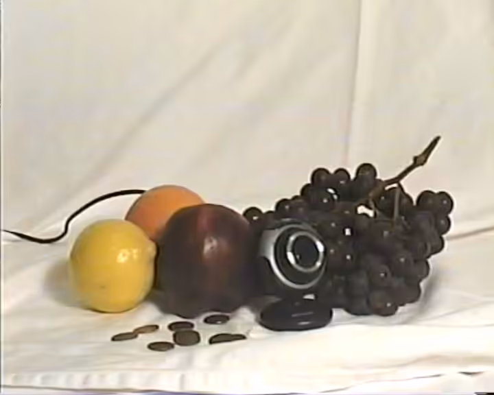 Still Life (Microsoft Webcam with Fruit and Pennies), 2015