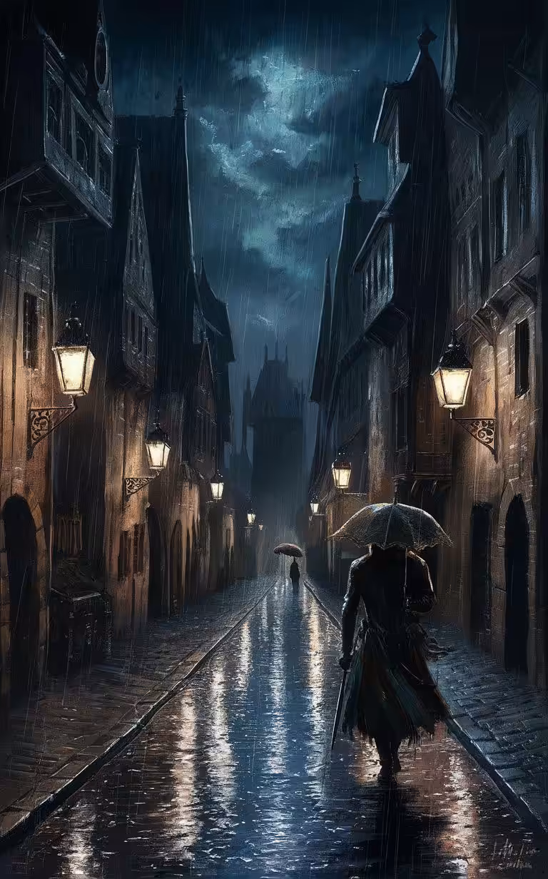 Rainy Town at night