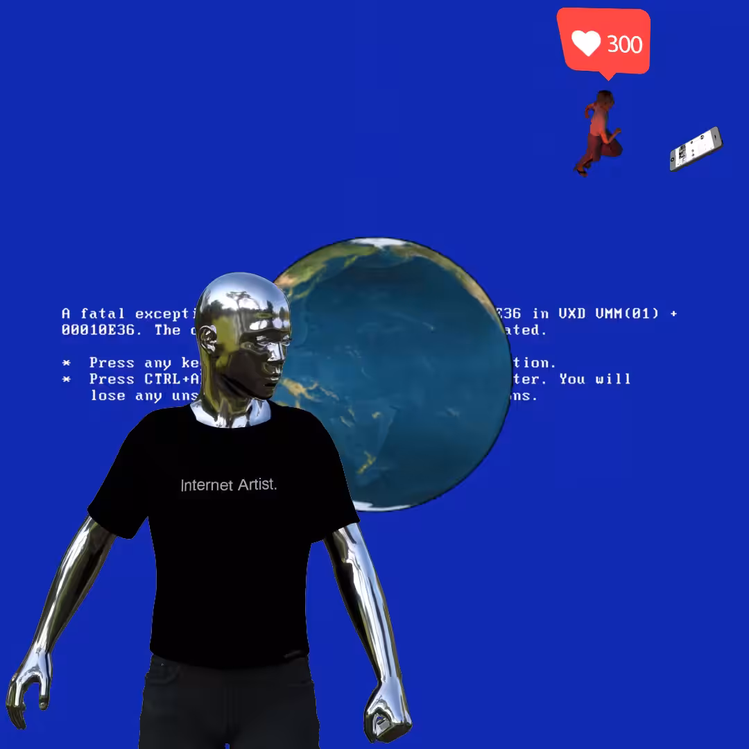 Canvas by Felt Zine: Canvas #297: blue screen. — internet artist. — global lockdown. — walking for clout. — dreamscape