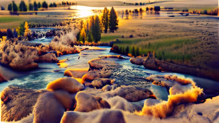 Yellowstone National Park | river | landscape photography | golden hour (pixray_genesis)