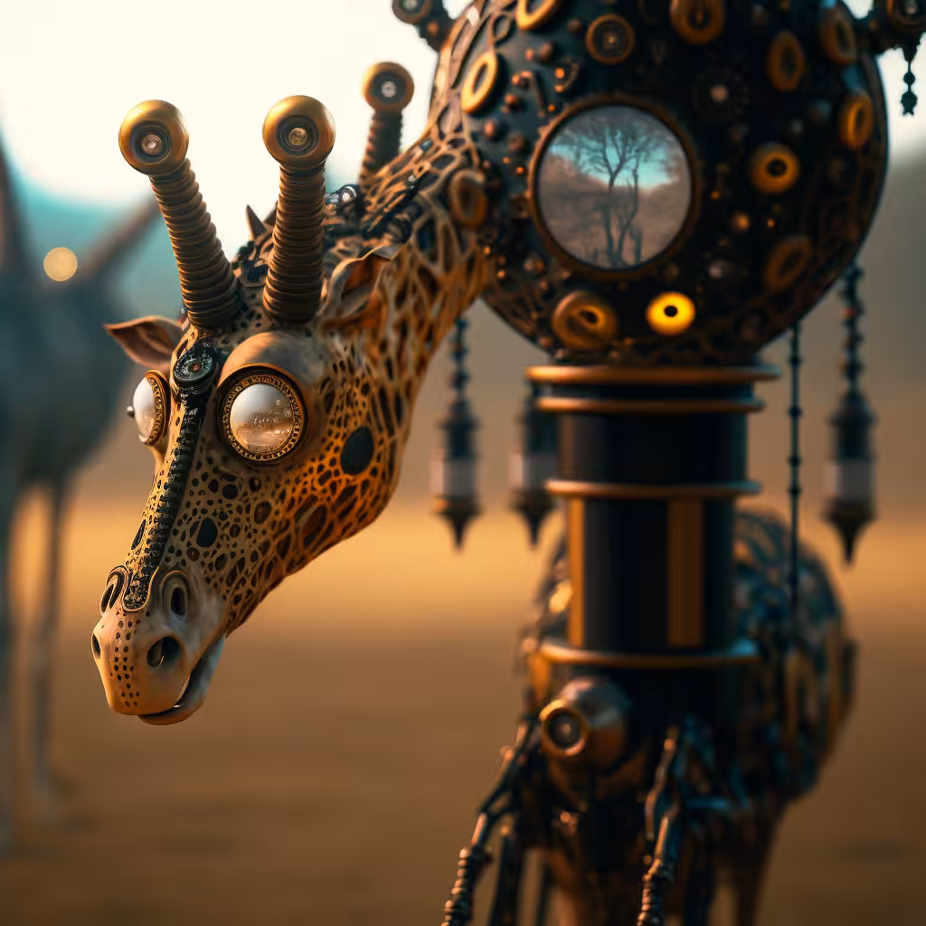 Steampunk Robot Wildlife Photography: Giraffe 2 