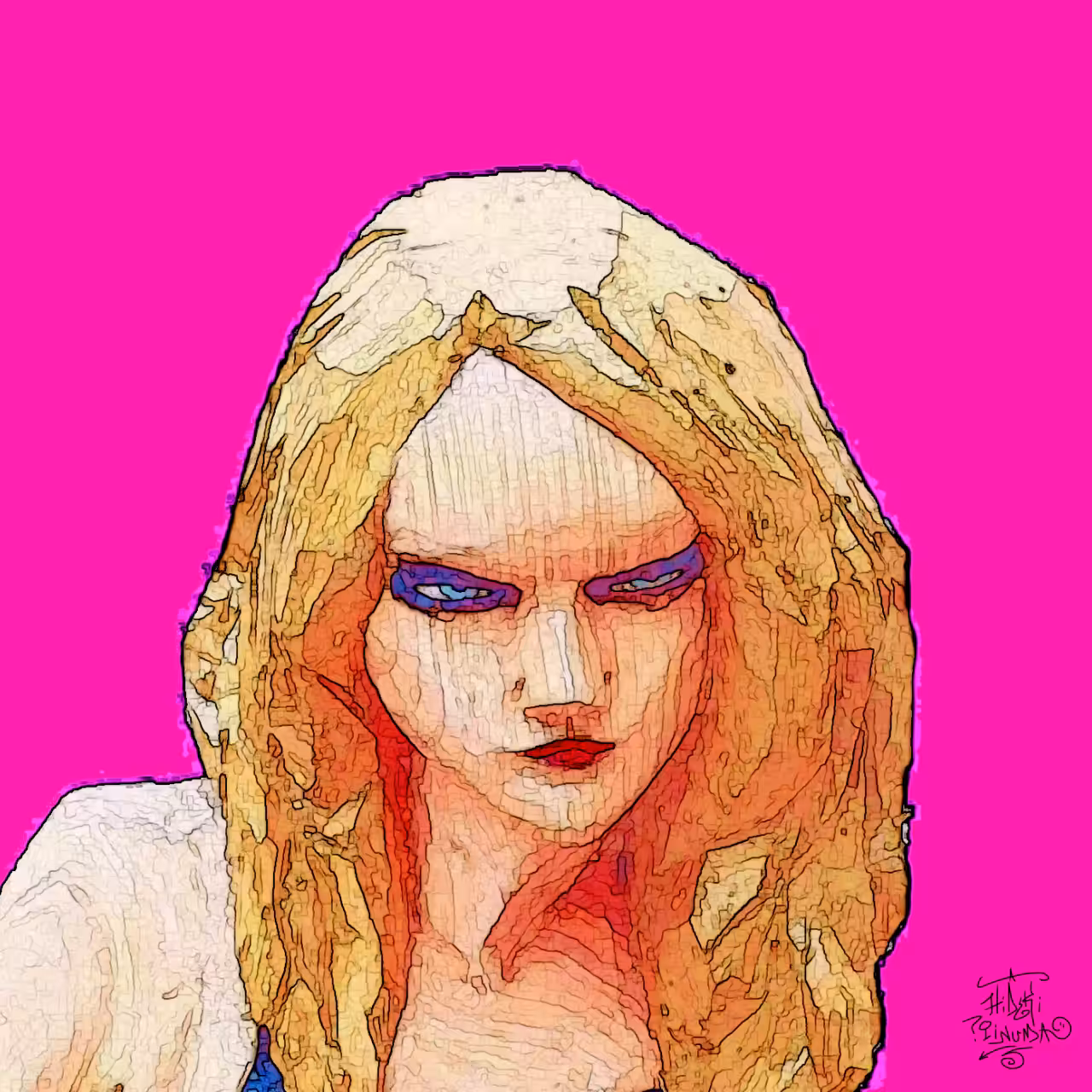 Pink portrait collection blue bikini