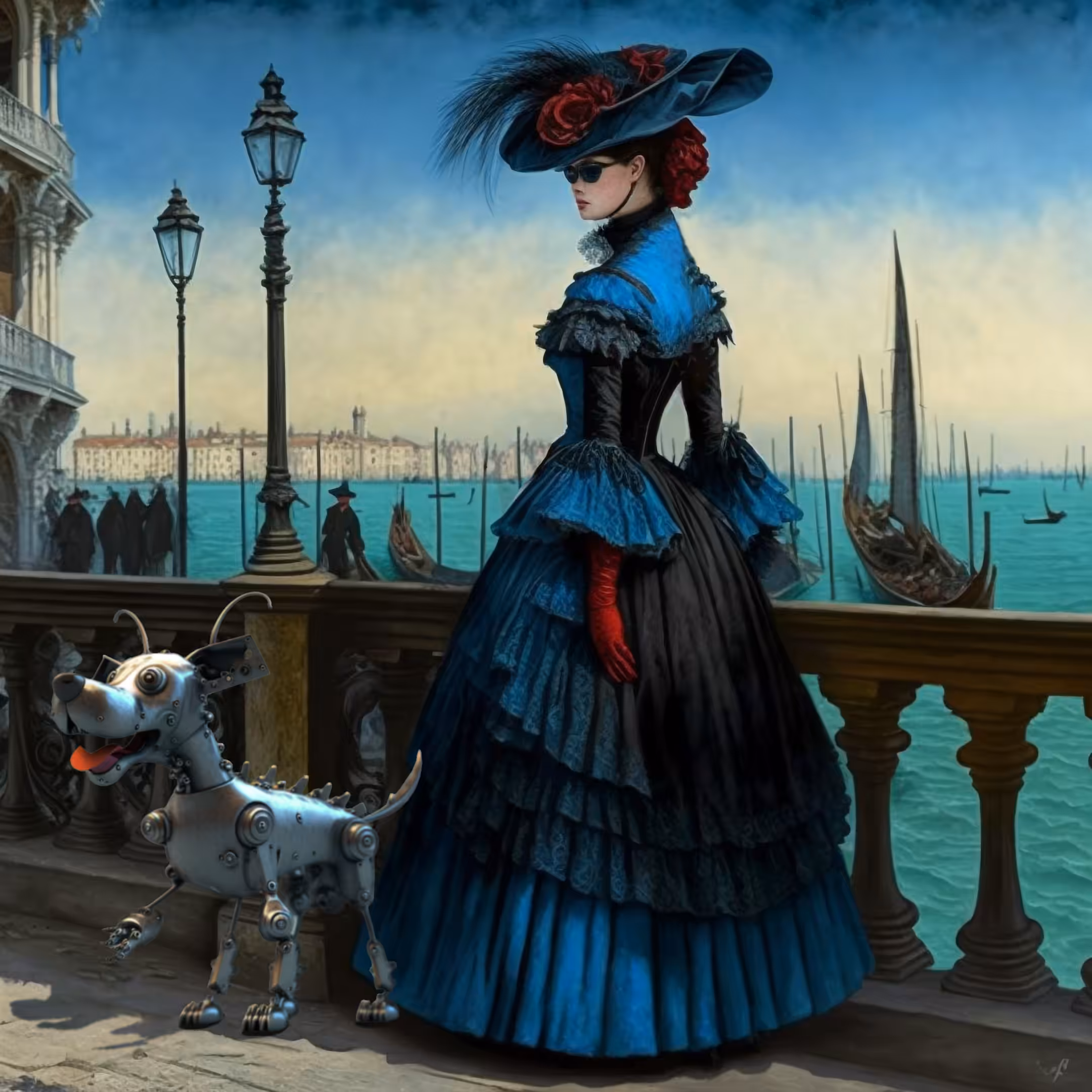 The Lady in red gloves in Venice