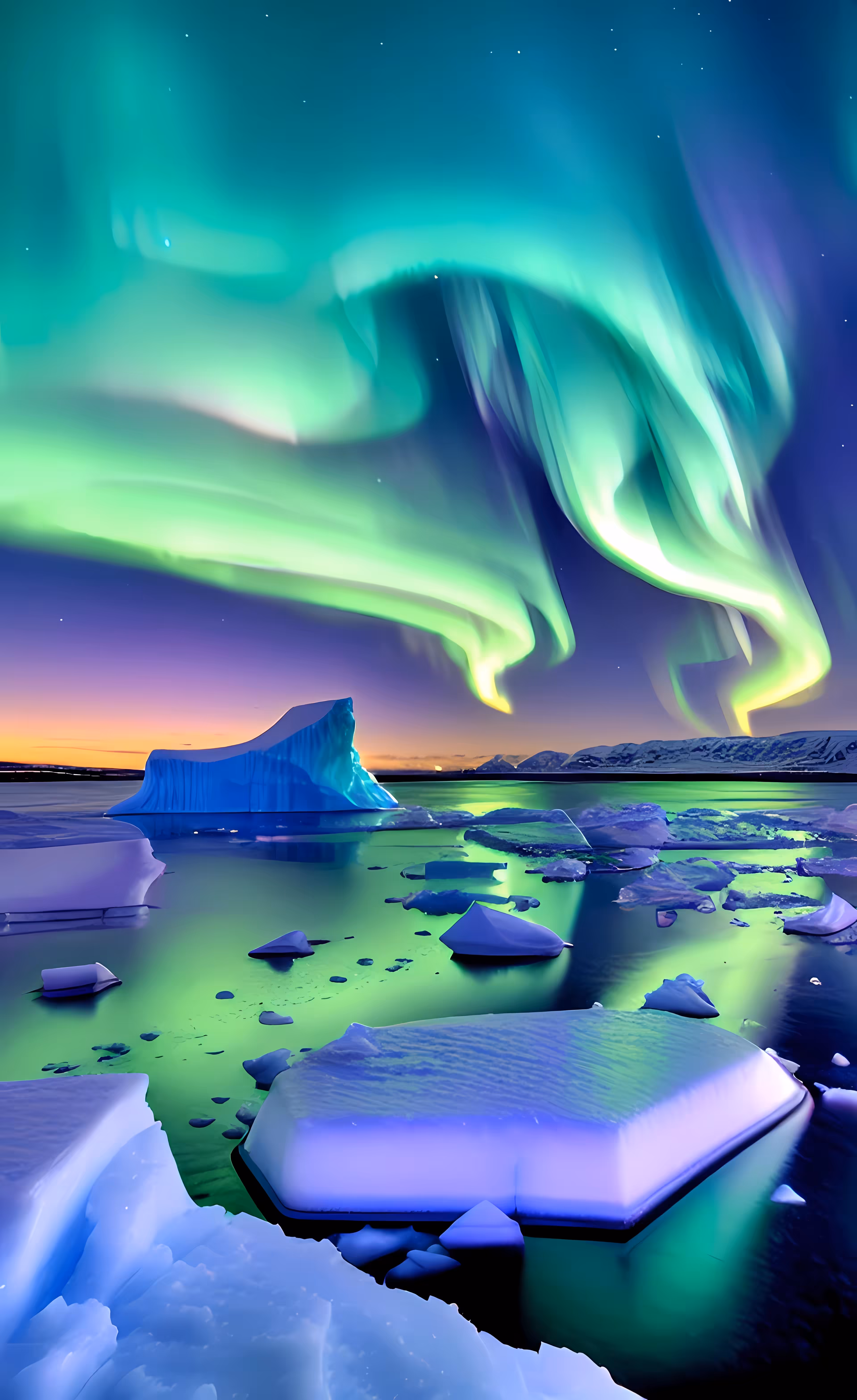 Digital Artworks: Auroras on Ice #2