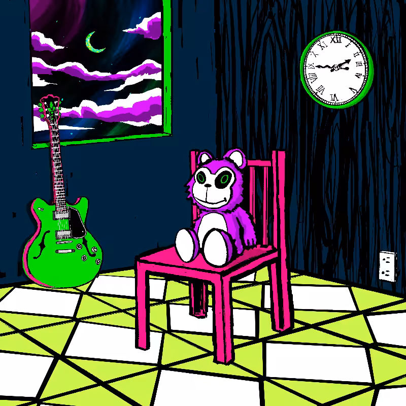 pink chair in the blue room #101