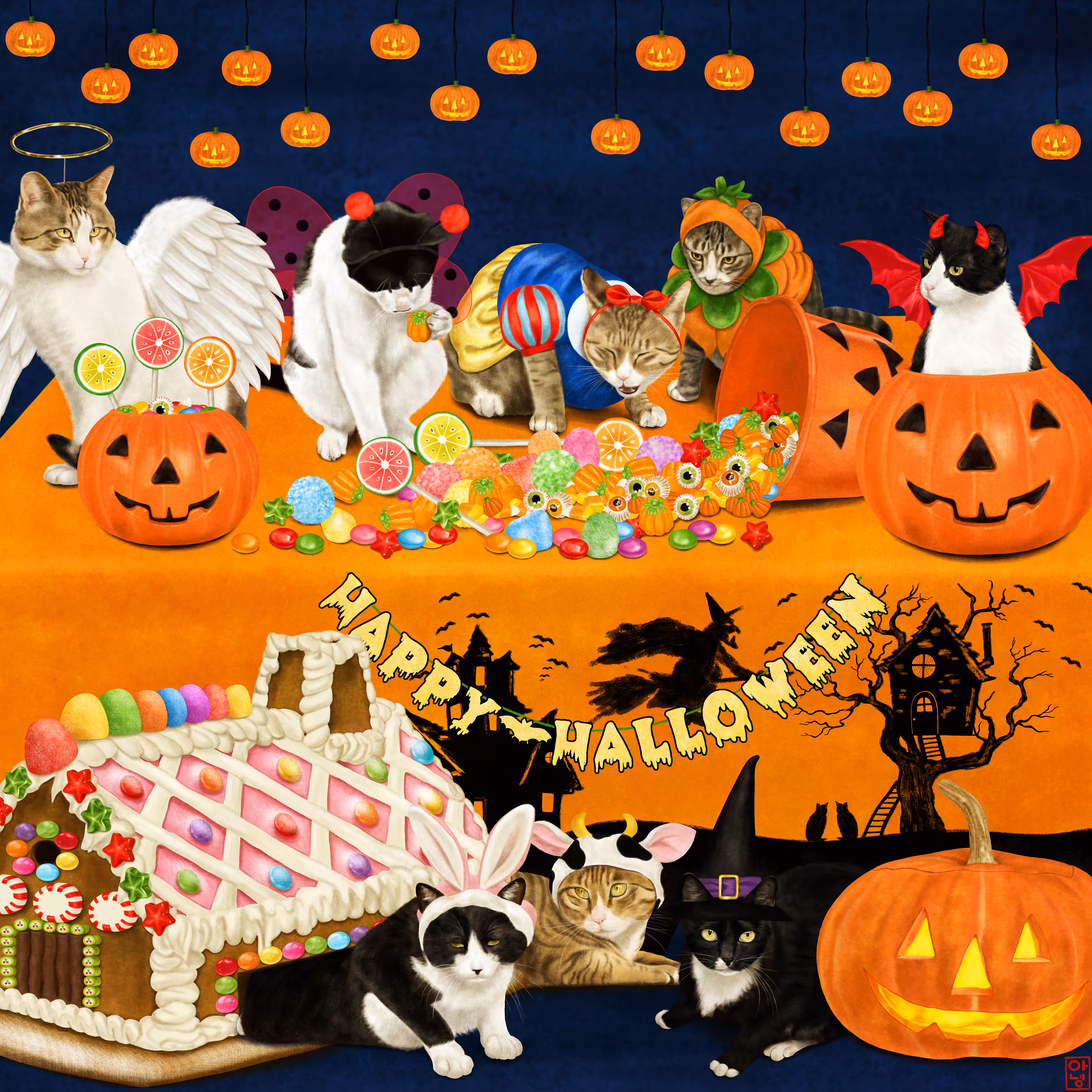 Happy Halloween party for cats in my neighborhood
