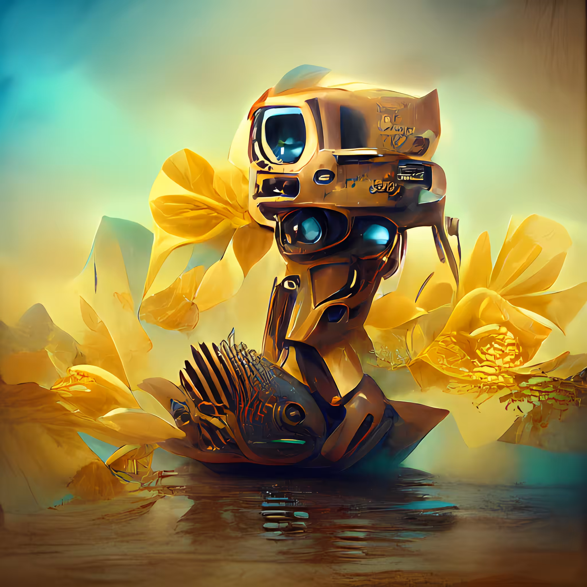 the baer robot walk to the wood get flower gold fish #3