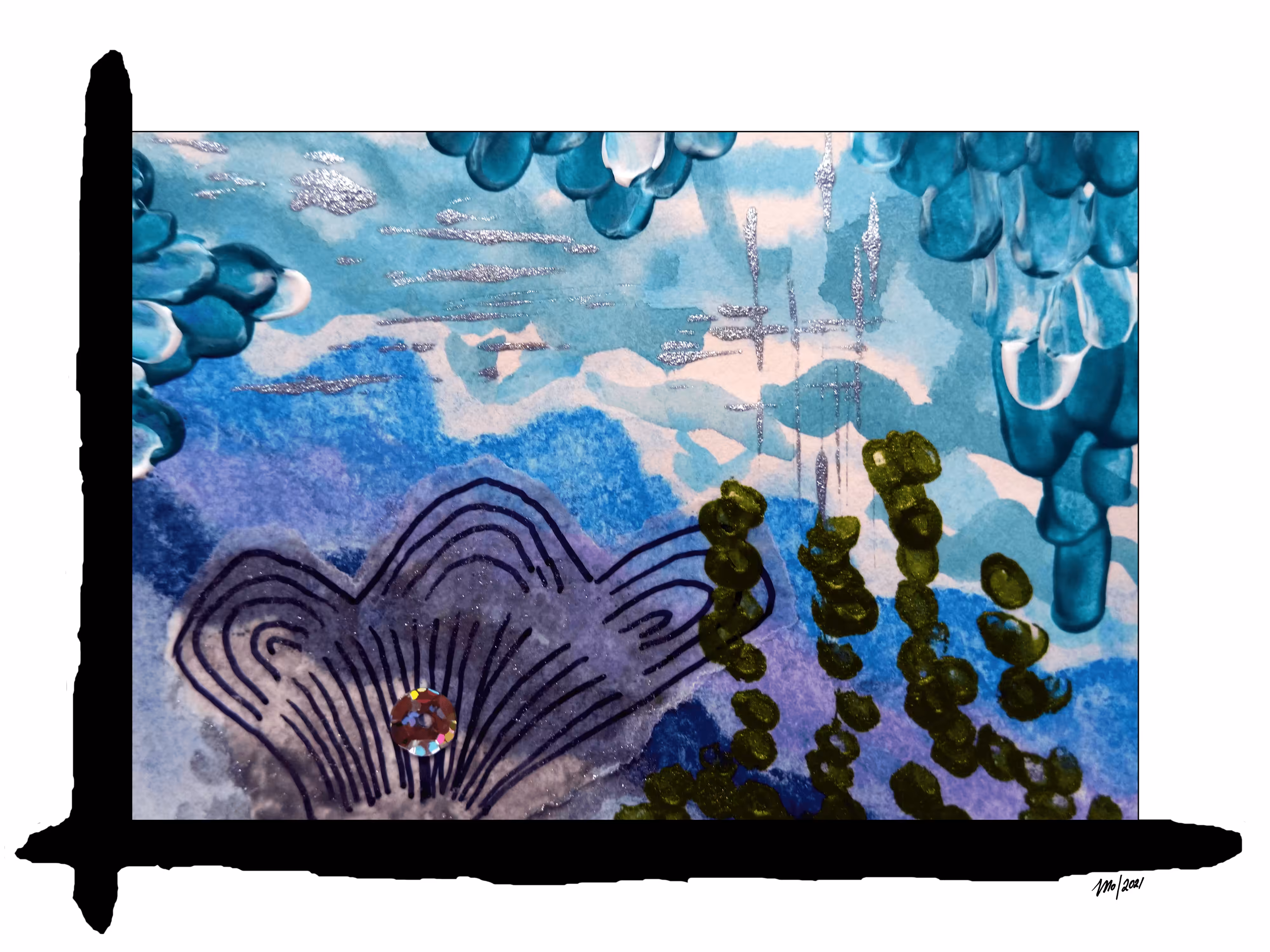 Water Worlds #9 (Blue Series) (framed)